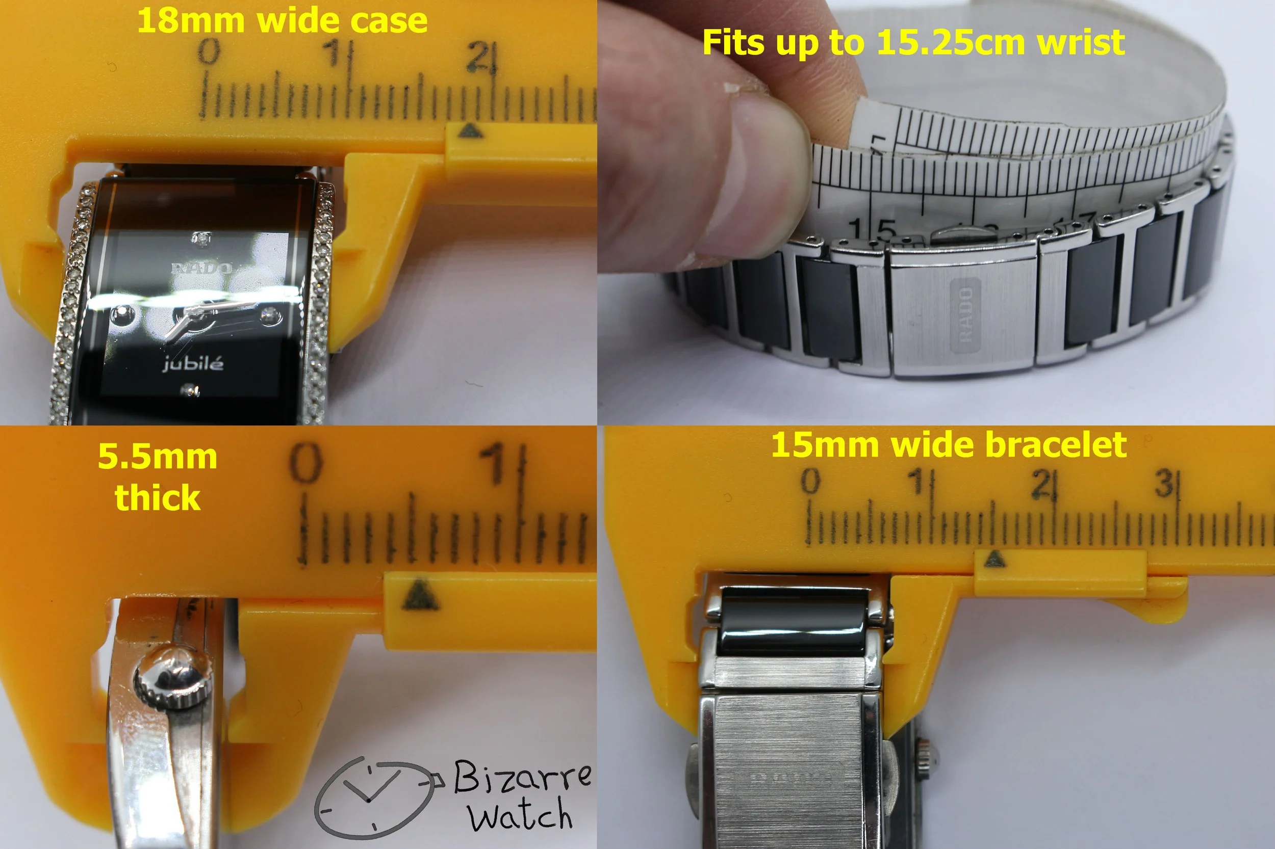 size dimensions wrist side diamond 42 Diamonds Ladies Rado Ceramic Rado Integral Jubilé 153.0430.3 Watch jubilee jubile women ladies bizarre bizarrewatch