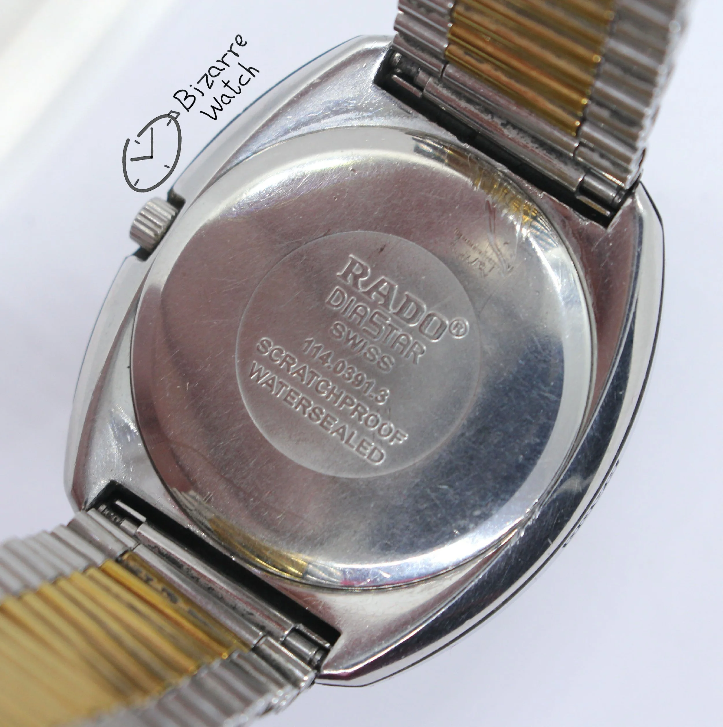 caseback RADO diamond diamonds The Original Diastar Scratchproof 114.0391.3 Day Date 36mm Goldplated Watch men women unisex bizarre yellow