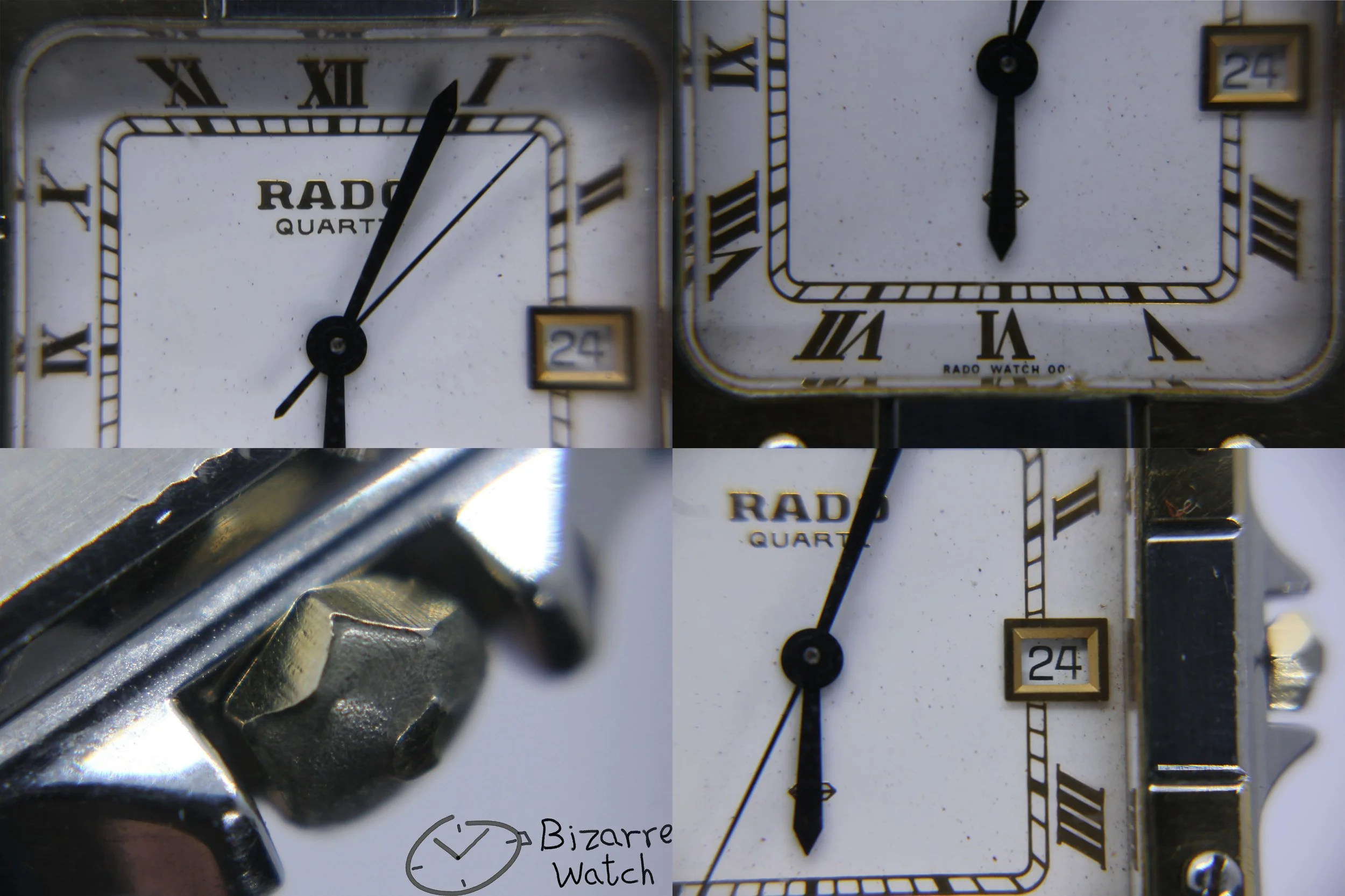 crown dial hands logo date cartier Vintage Rado 27mm De Santos Homage Goldplated White Dial 129.9001.4 Watch bizarre women men unisex ladies preowned used