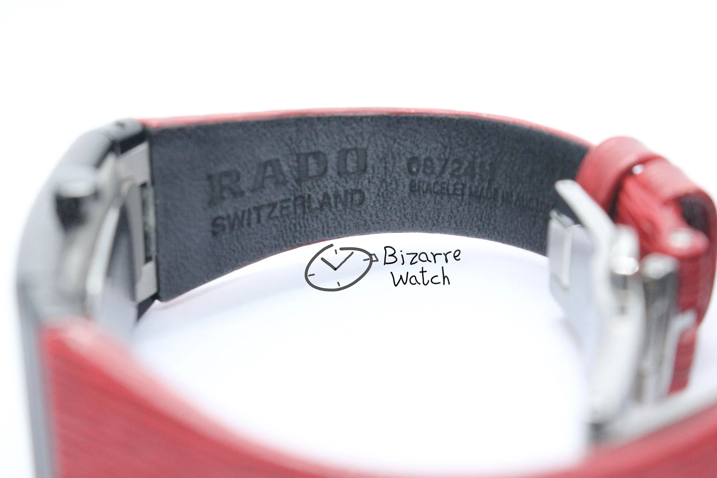 austria strap bracelet 08724H 08724 vintage nos New Old Stock Scratchproof Rado Ceramica Diastar 963.0350.3 Black Ceramic Red Strap Watch bizarre women ladies