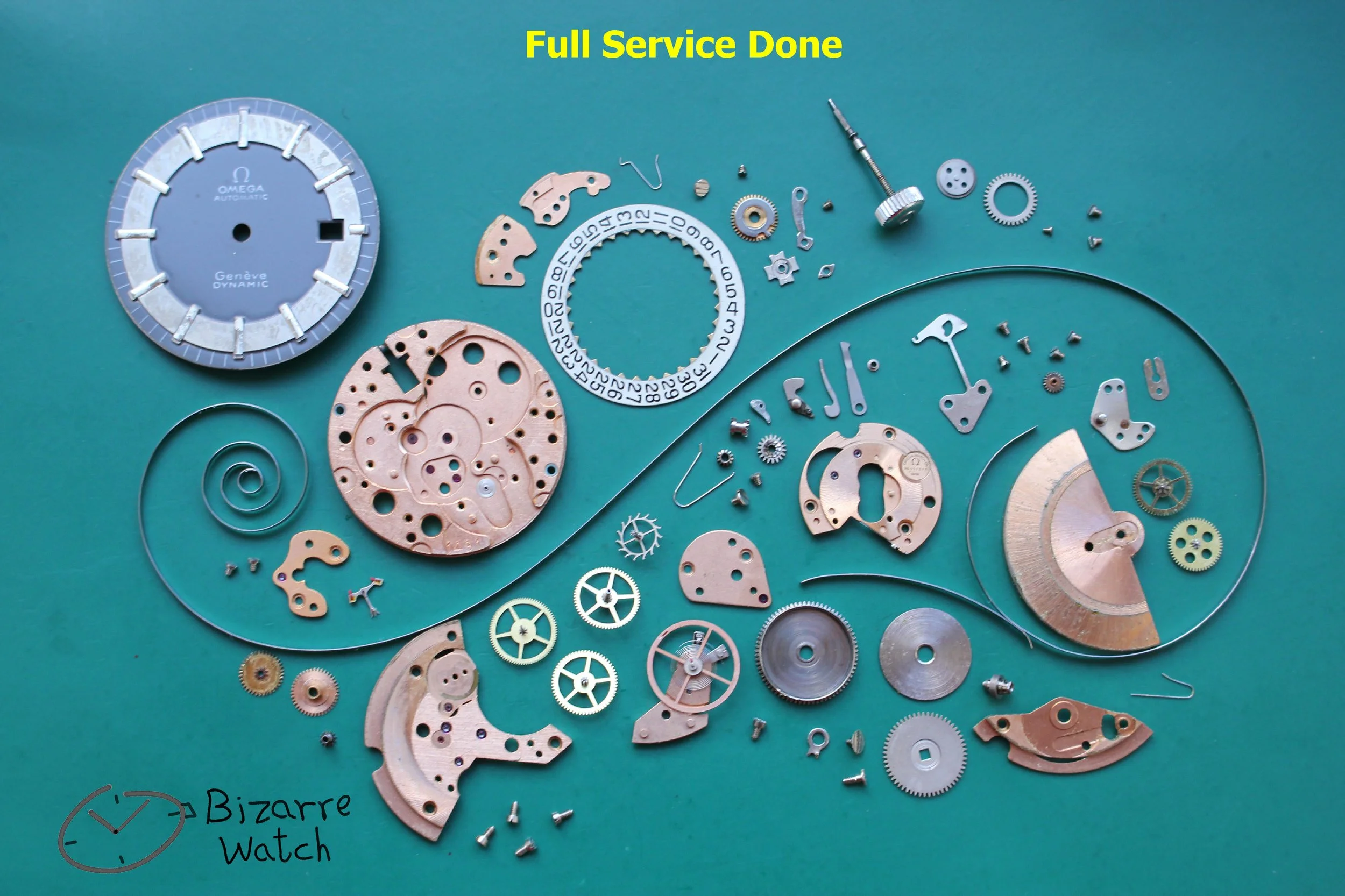 diasaaembled exploded movement 1972 Vintage OMEGA 1481 Dynamic geneve Genève Automatic Tool 107 Men's men Tritium Lume Watch Serviced lapping polished bizarre bizarrewatch