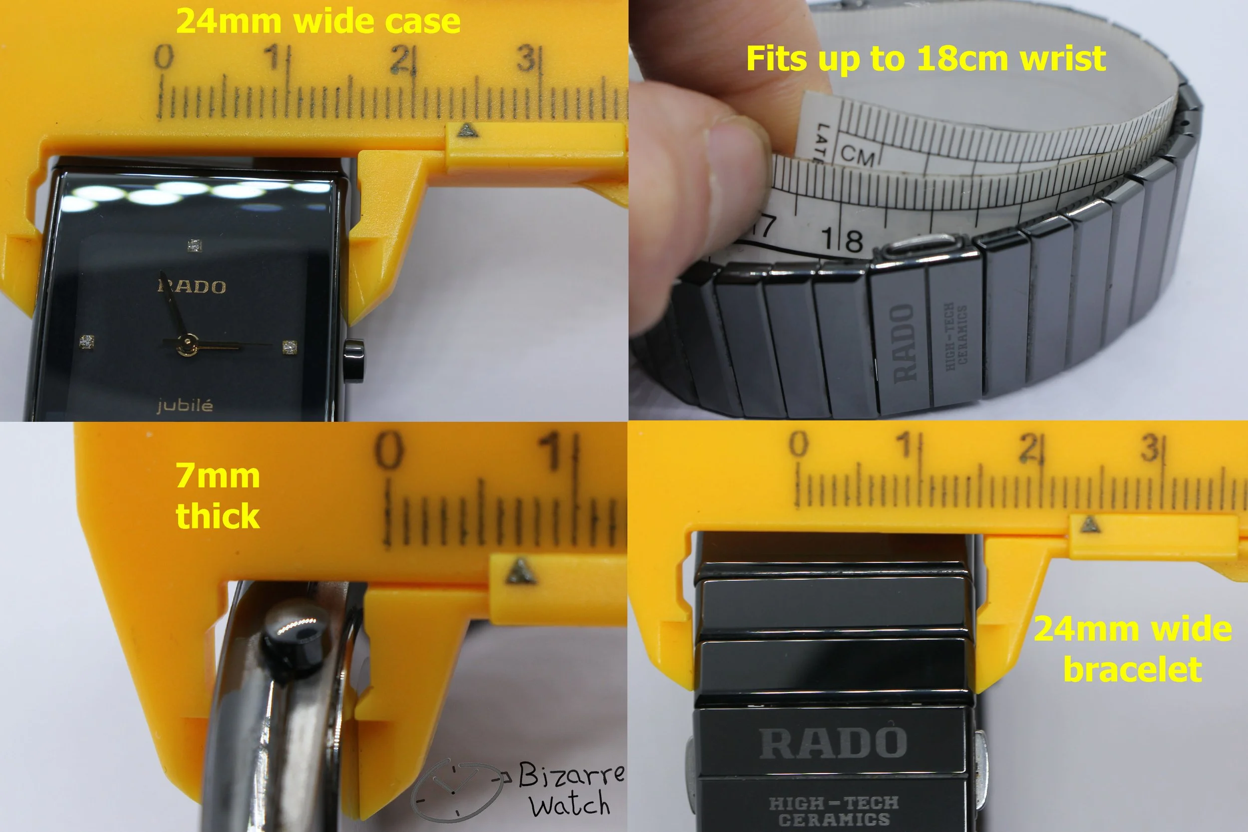 size dimensions wrist vintage 4 Diamonds 24mm Jubilé Scratchproof Rado Ceramica Jubilee 111.0348.3 Ceramic Watch women men unisex