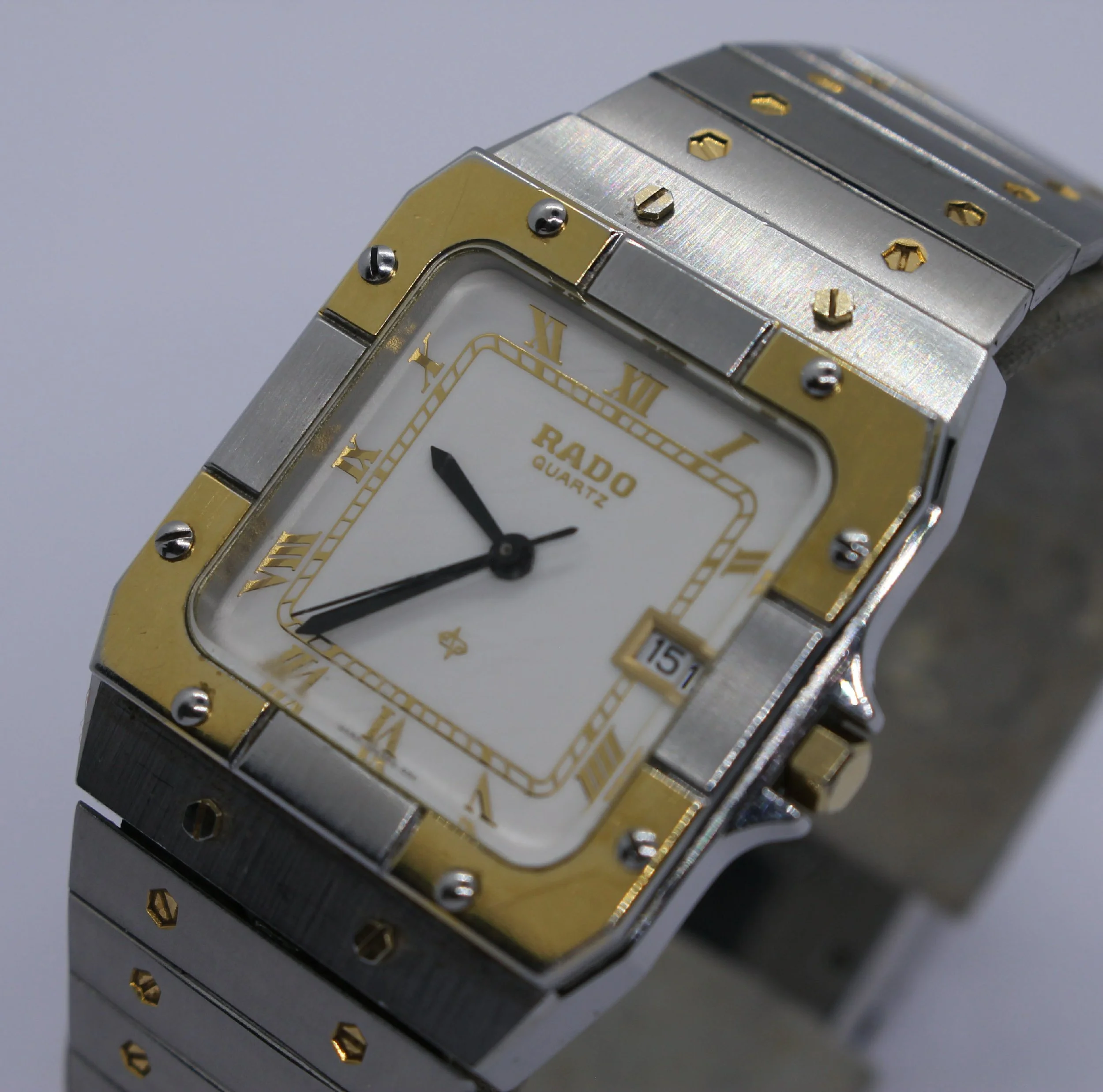stainless steel de santos cartier Vintage Rado 27mm Goldplated White Dial 129.9001.4 Watch men women unisex