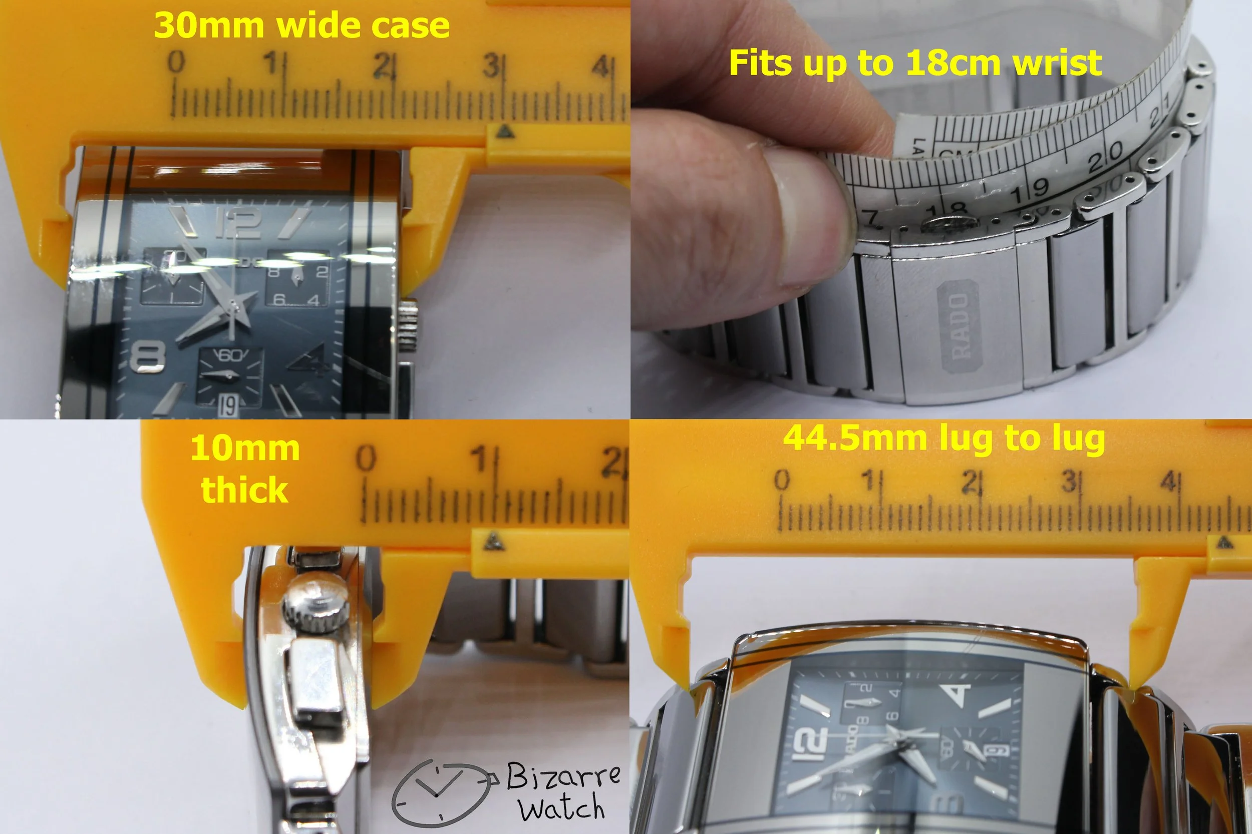 size dimensions wrist Rado Diastar Chronograph Integral 538.0591.3 Ceramic blue silver Watch Titanium men unisex women