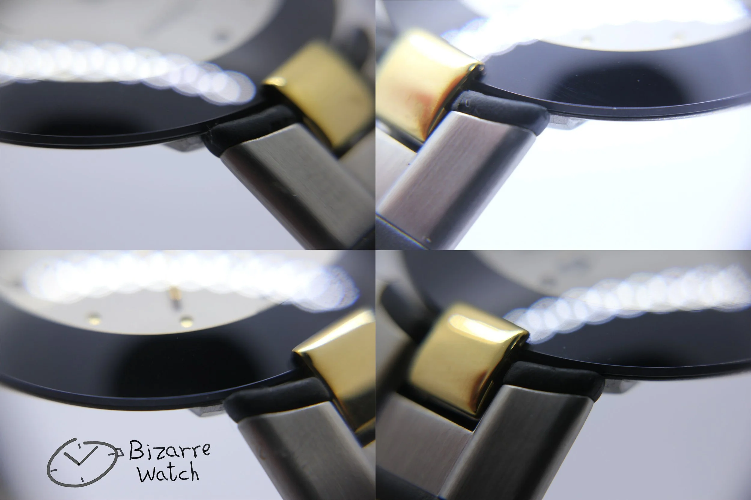 four corner view vintage RARE Rado La Coupole 129.4075.4 Stainless Steel Rubber Bracelet Watch men women unisex bizarre domed sapphire