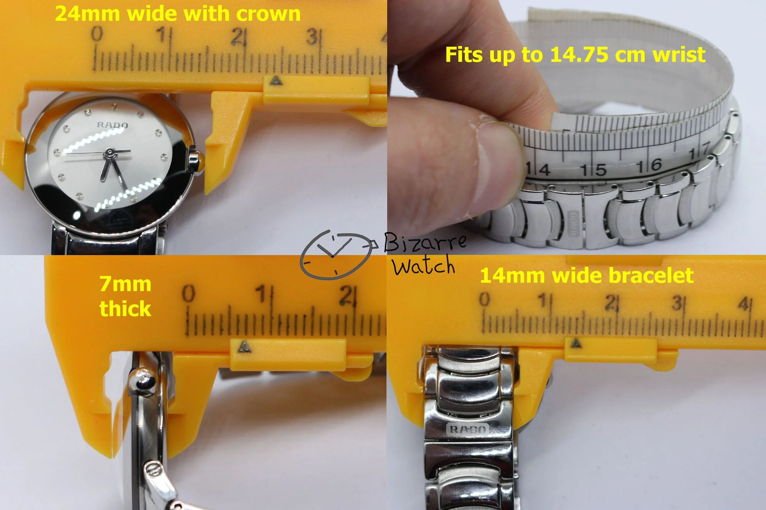 size dimensions wrist stainless steel Ladies RADO Coupole Diastar Silver Ceramic 318.0549.3 Domed Sapphire Watch women bizarre bizarrewatch