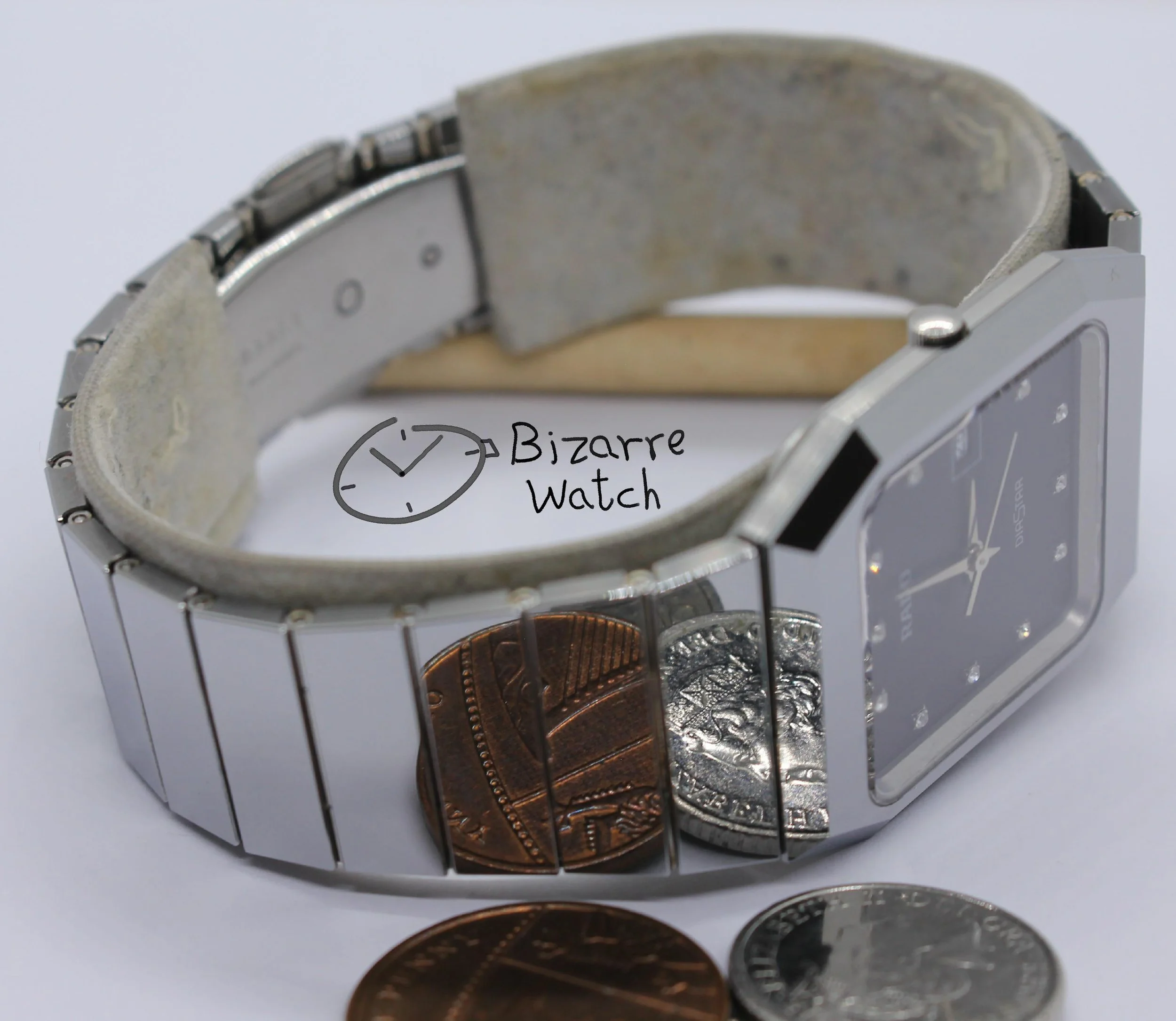 coin reflection bracelet links 03301 diamond diamonds rare black diamond silver Vintage Scratchproof Rado Diastar 129.0292.3 Tungsten Mirror Finish Unisex Watch men women