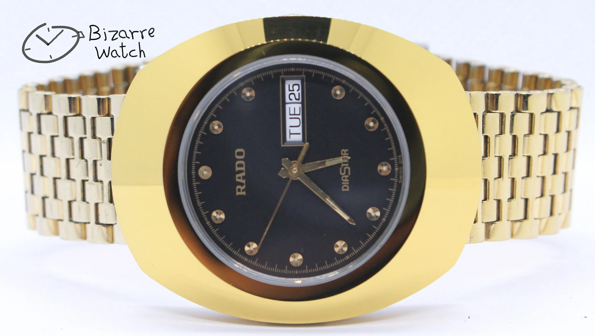 gold RADO The Original Diastar Scratchproof 114.0393.3 Day Date 36mm Goldplated Watch bizarrewatch bizarre men unisex women