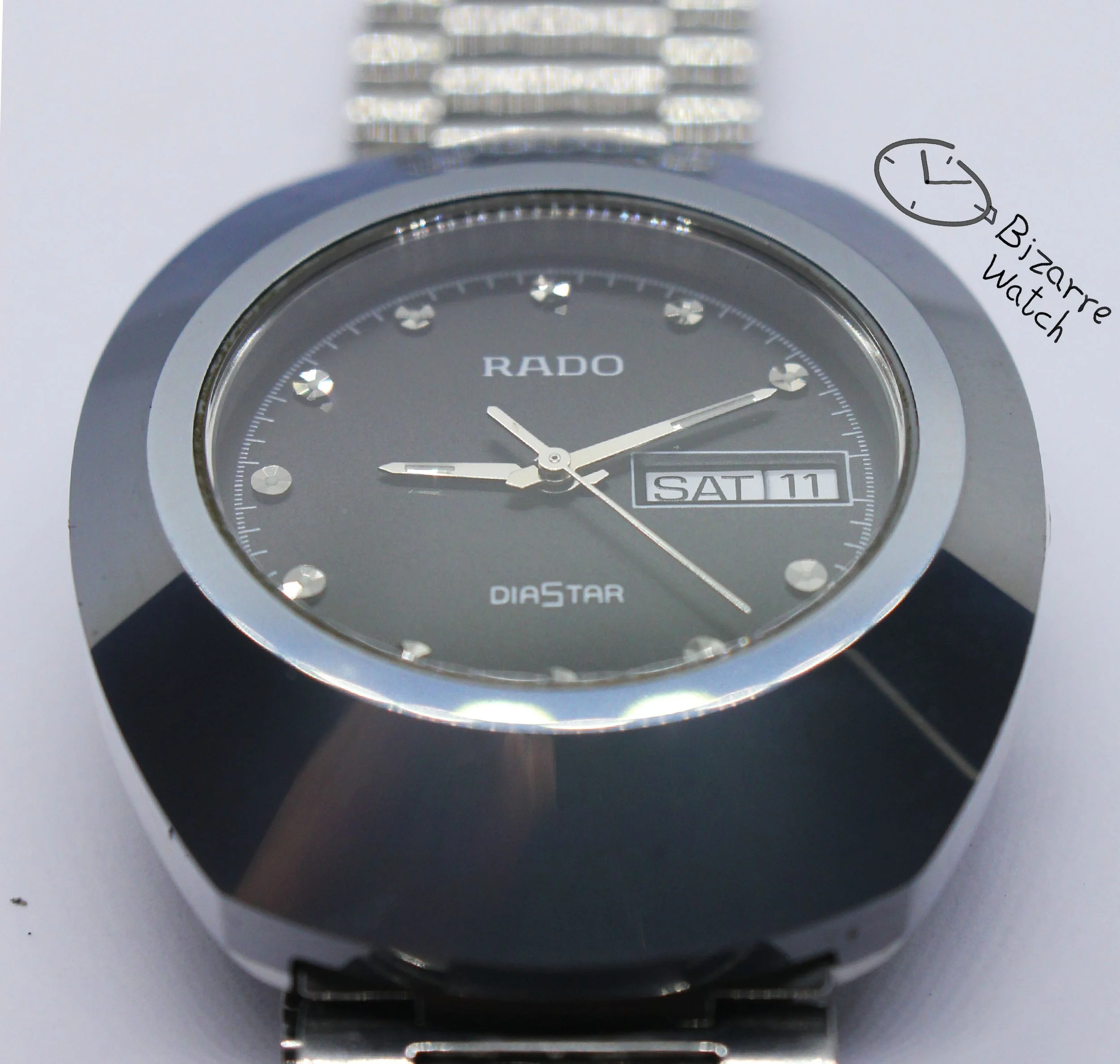 polarised polarized lens view black the new original RADO R12391153 Diastar Scratchproof 114.0391.3 Day Date 35mm Tungsten Carbide Bezel Stainless Steel Bracelet watch men unisex women bizarre