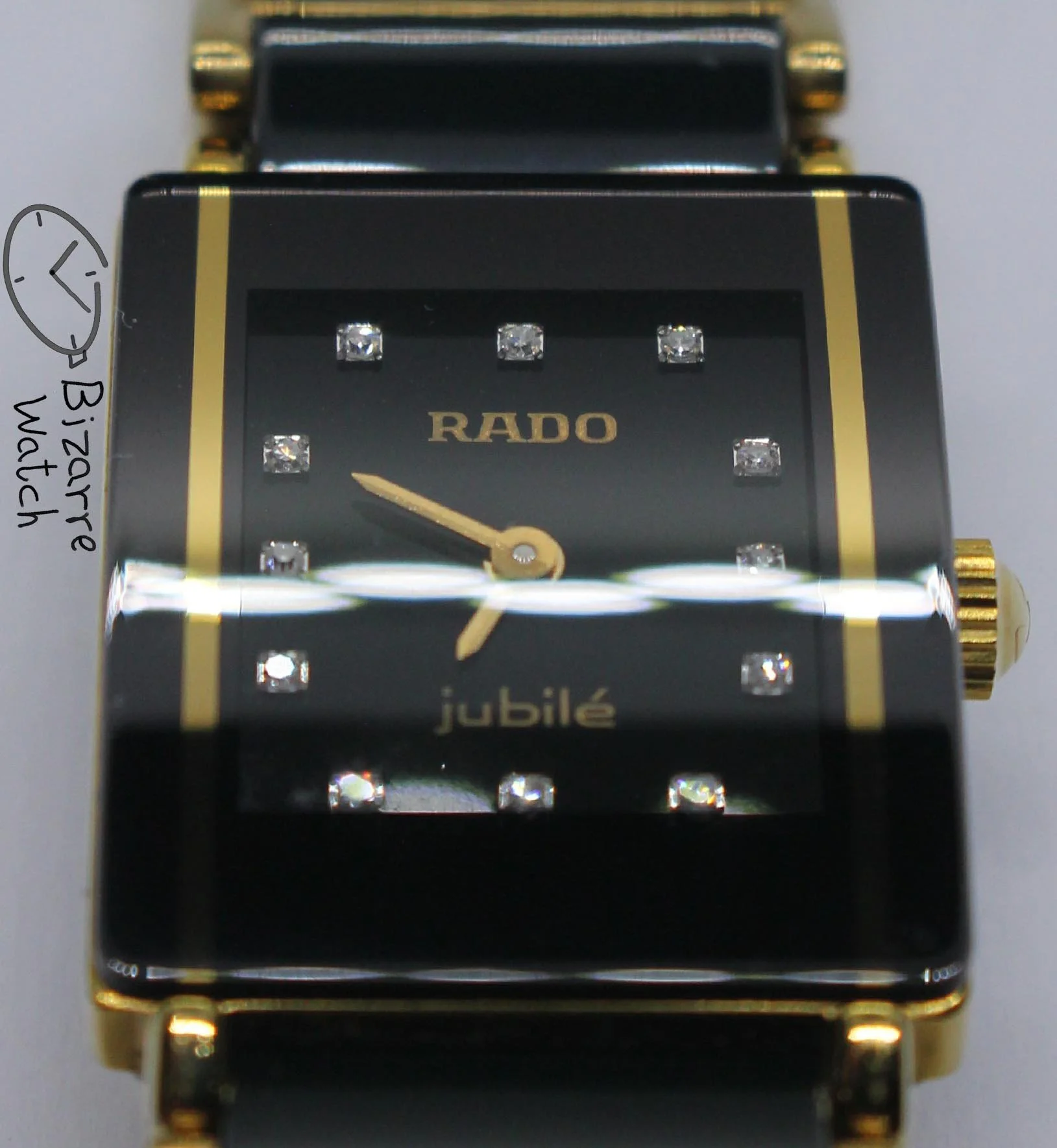 vintage diamond Ladies Rado Jubilé Scratchproof Black Ceramic Diastar Integral 153.0383.3 Watch bizarre