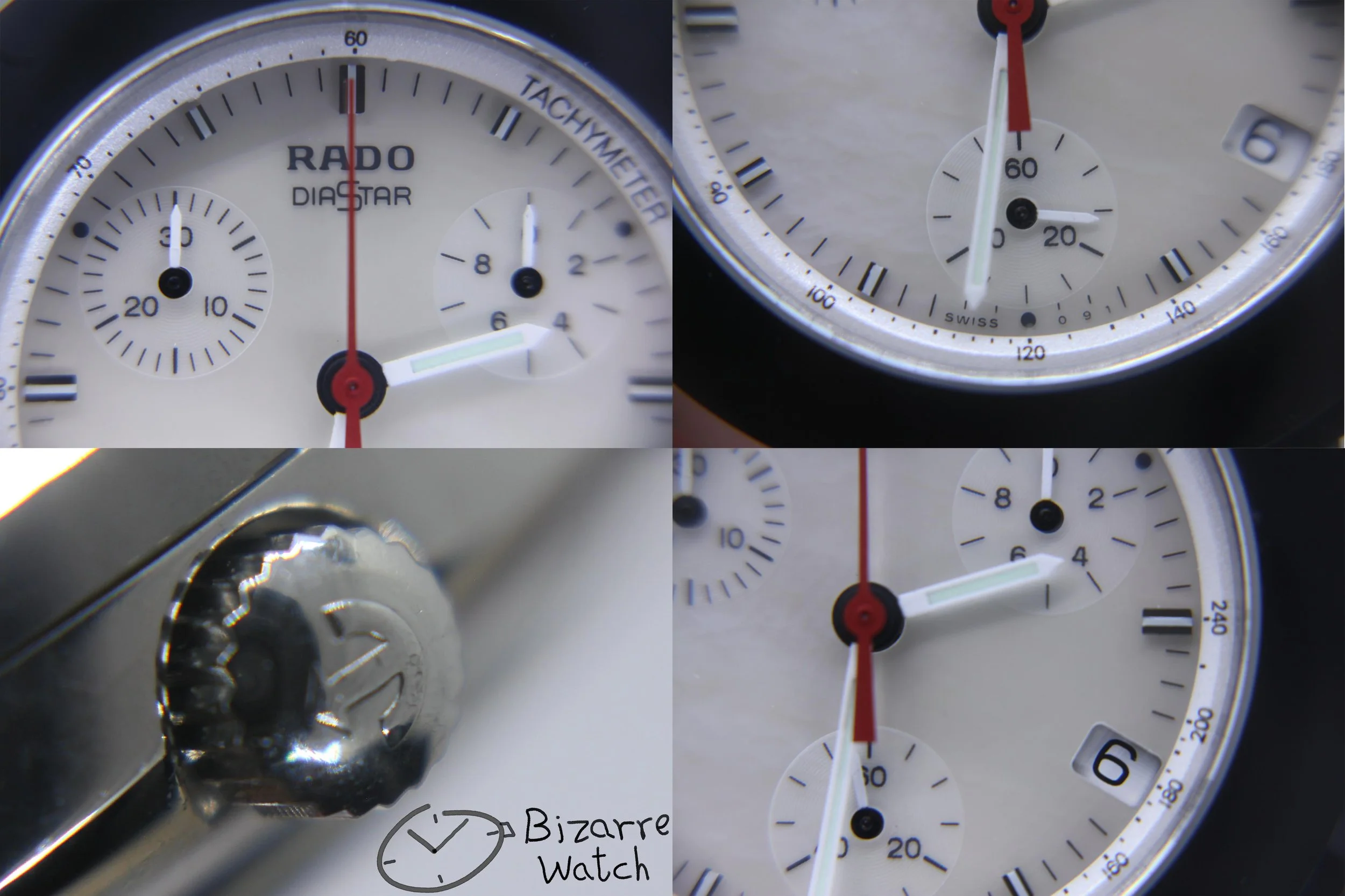 dial hands logo crown mother of pearl Rado Mini Diamaster Diastar 34mm Chronograph Tungsten Carbide Grape Colour Leather 538.0470.3 Watch men women unisex