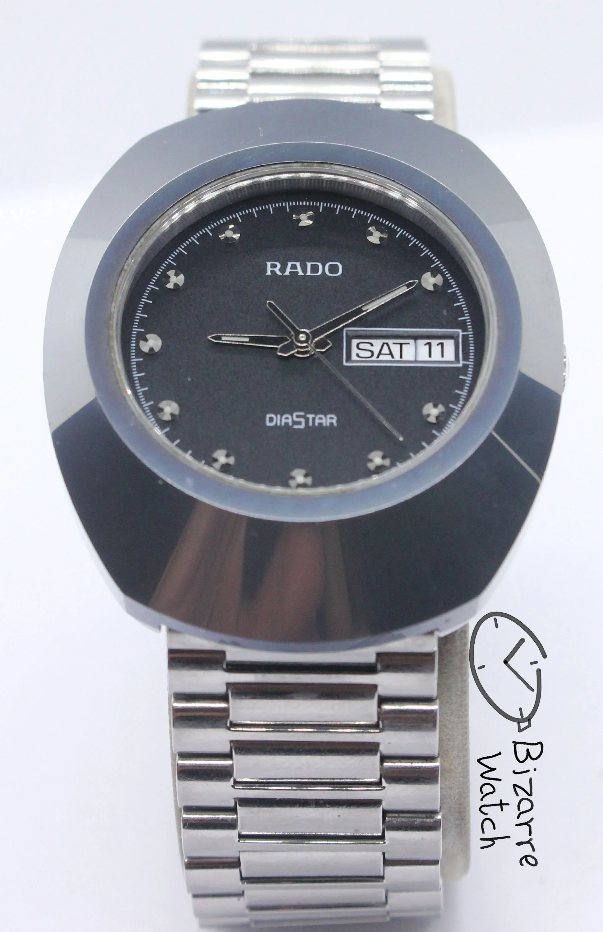 day date vintage black the new original RADO R12391153 Diastar Scratchproof 114.0391.3 Day Date 35mm Tungsten Carbide Bezel Stainless Steel Bracelet watch men unisex women bizarre