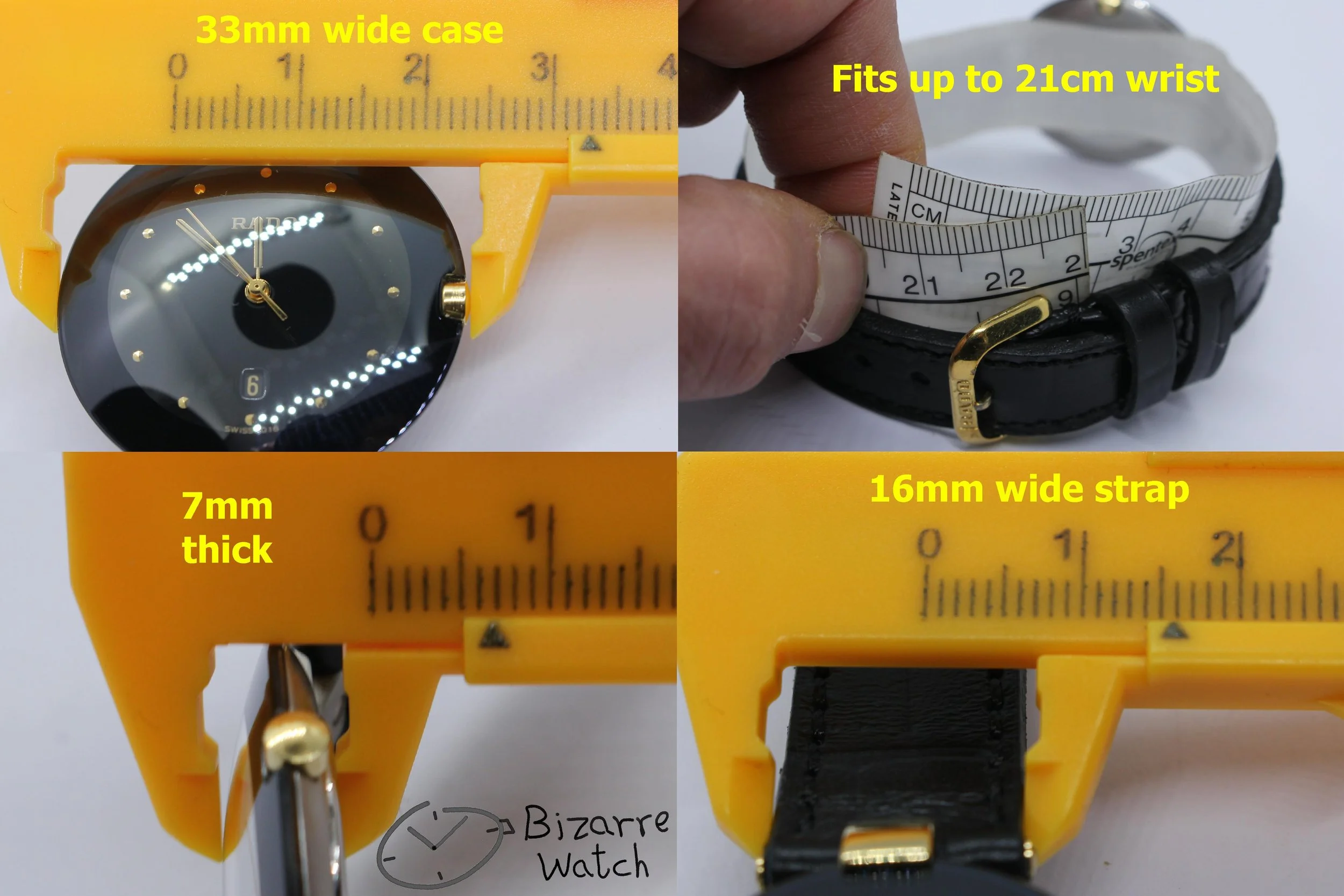 size dimensions wrist 129.3575.4 Long Strap Vintage Rado La Coupole 129.3575.4N Genuine Leather Watch bizarre women men unisex