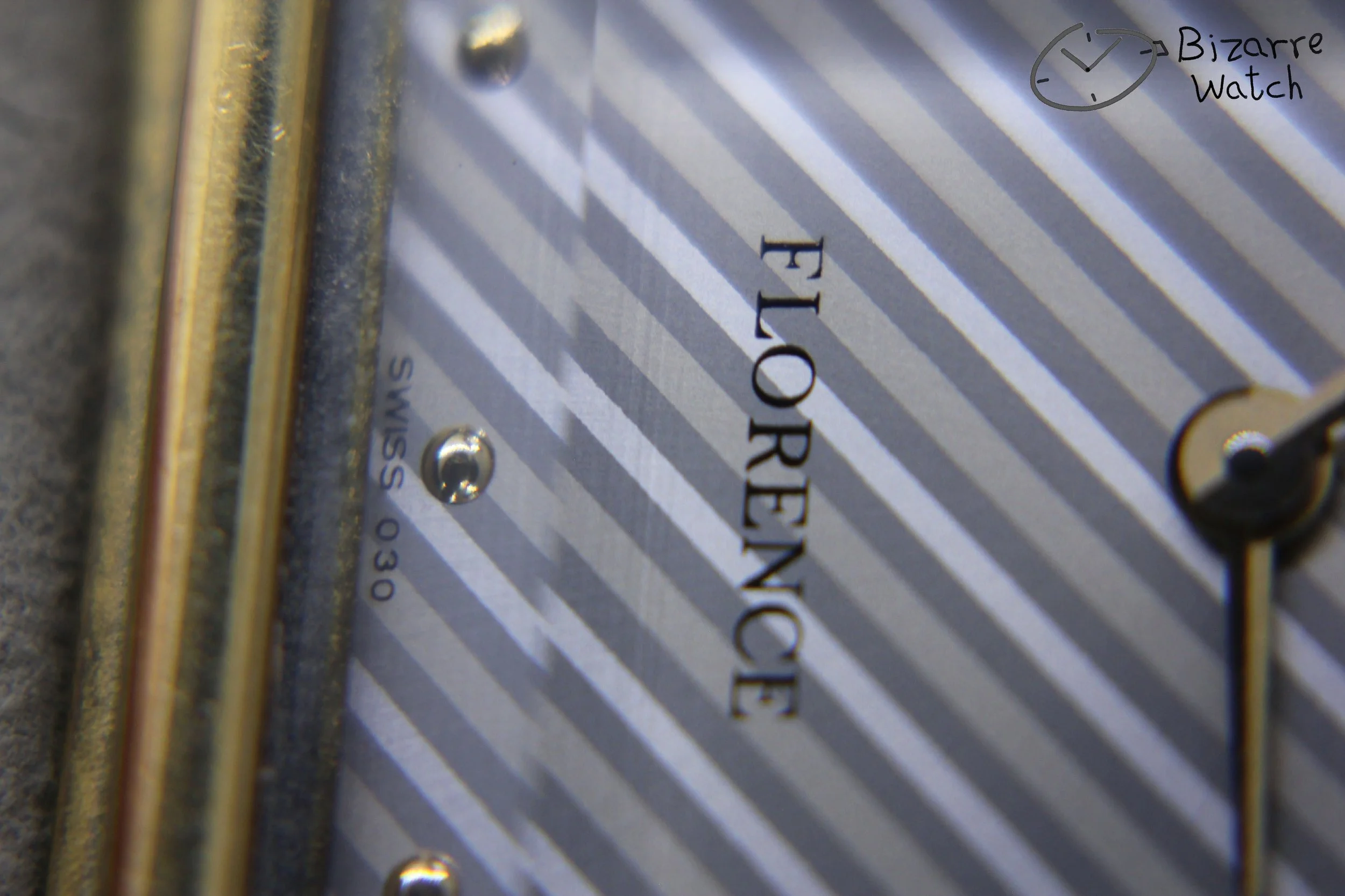 dial 030 hands logo vintage goldplated Rado Florence 153.3455.2 Bevelled Sapphire Crystal Striped Dial Grey Strap Watch bizarre women unisex