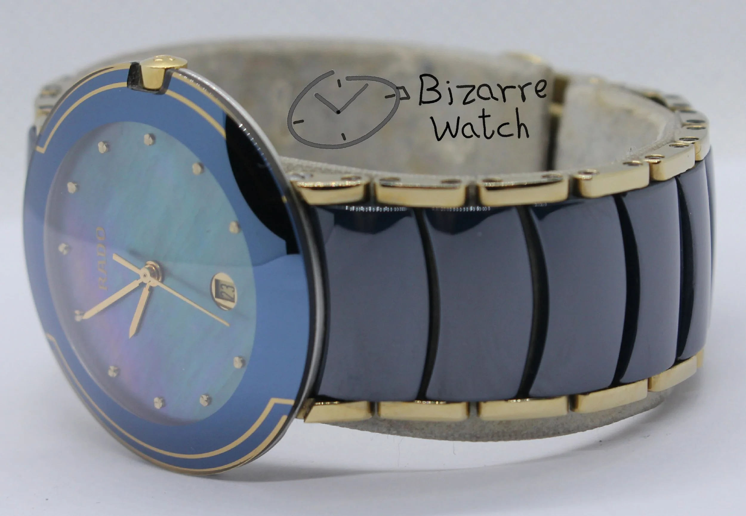 polarised polarized lens view vintage MOP mother of pearl Dial Scratchproof RADO Coupole 33mm Blue Ceramic 129.0358.3 Watch women men unisex bizarrewatch bizarre