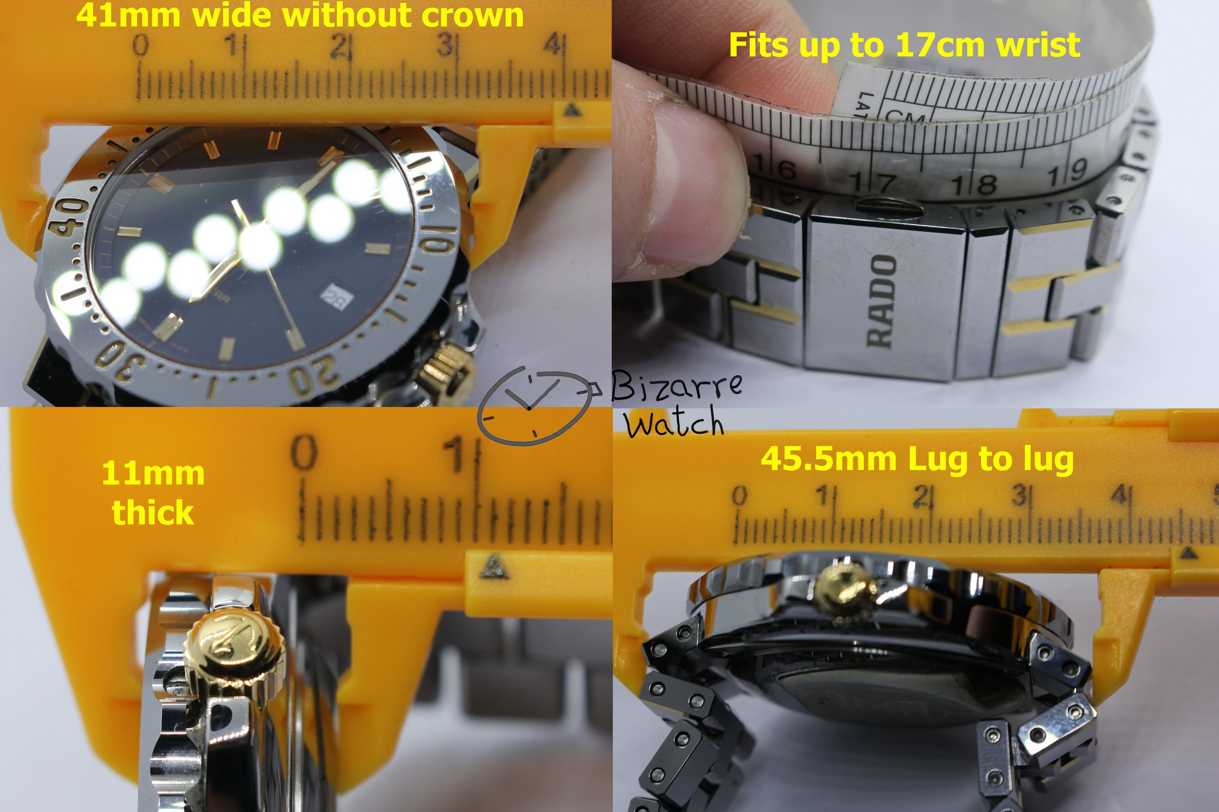 size dimensions wrist Rado Diastar R14362201 Diamaster 200M Diver 259.0362.3 Ceramic Watch men bizarrewatch bizarre