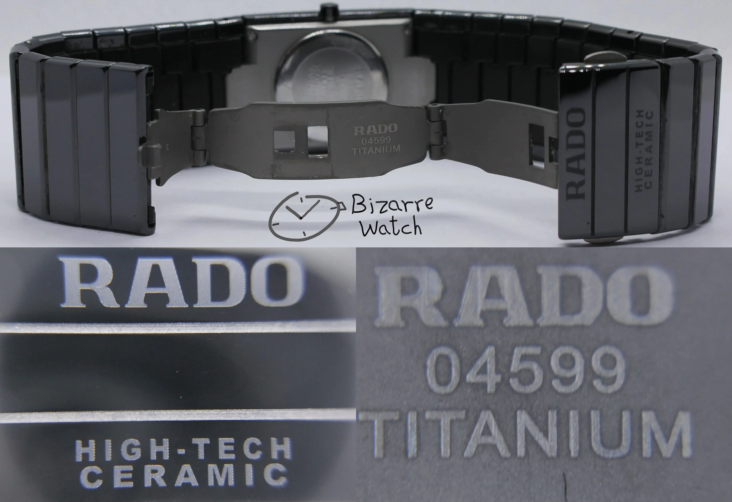 titanium clasp 04599 27mm Scratchproof Rado Ceramica Diastar 111.0294.3 Black Ceramic Watch bizarre women men unisex used preowned pre-owned