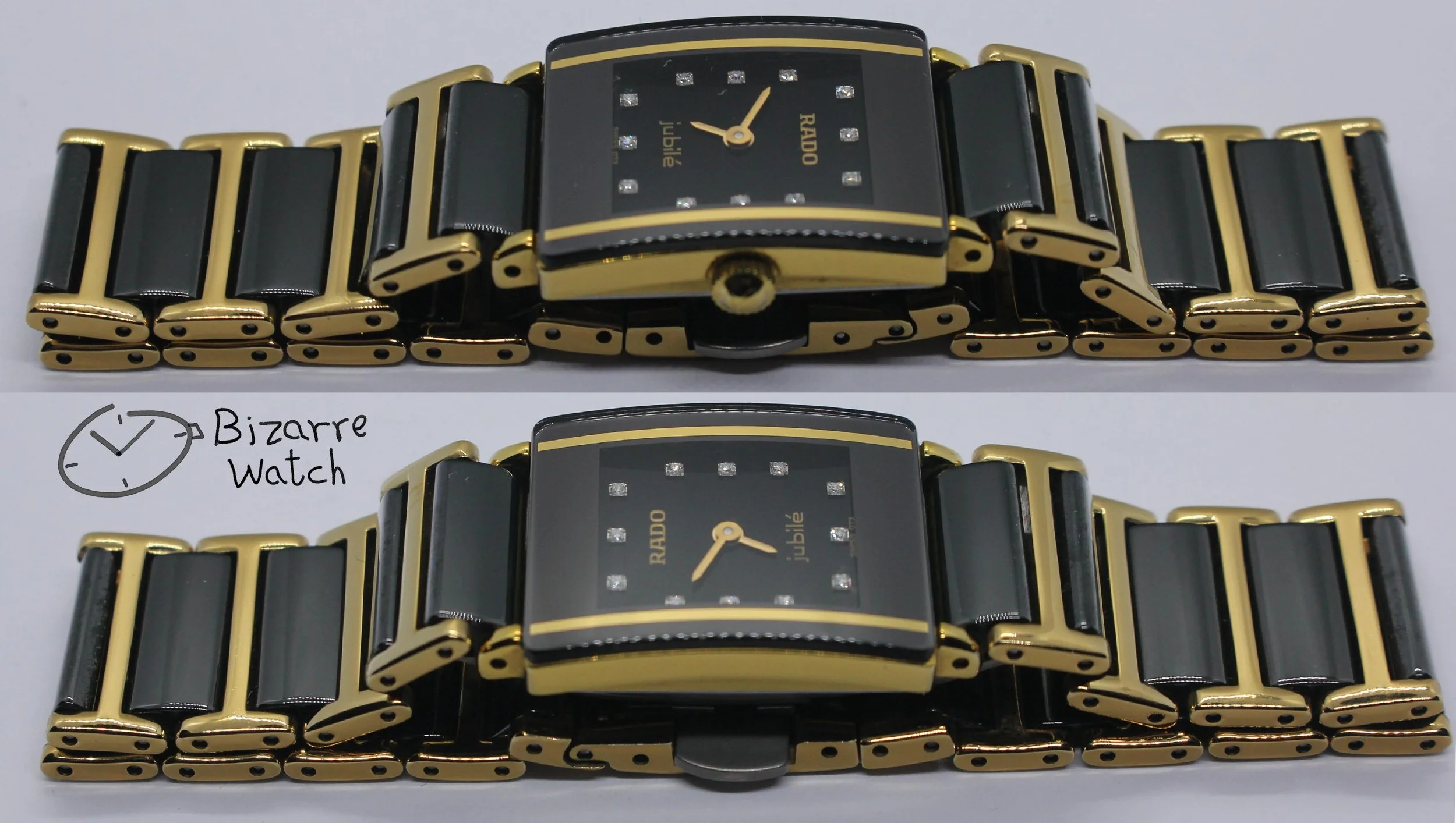 vintage diamond Ladies Rado Jubilé Scratchproof Black Ceramic Diastar Integral 153.0383.3 Watch bizarre