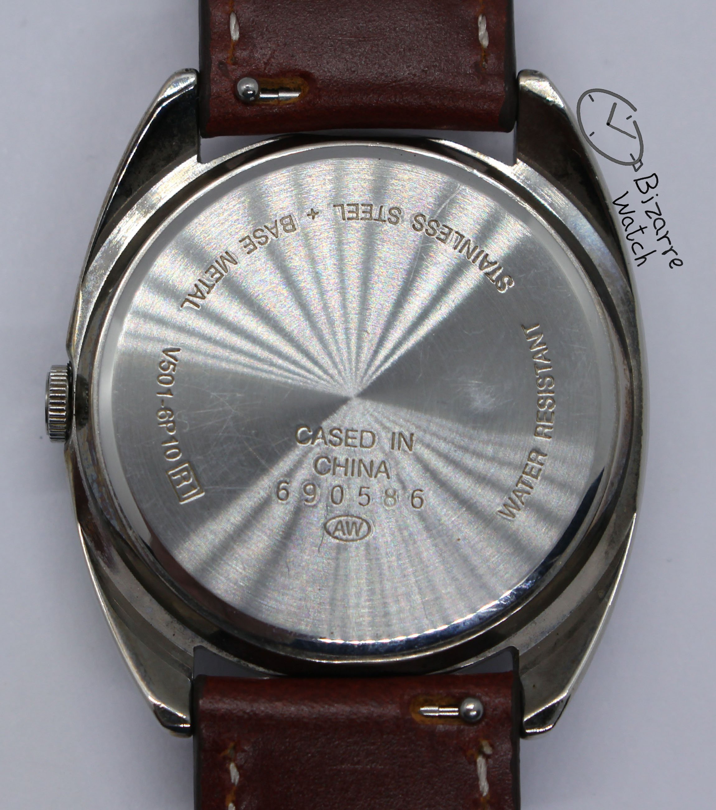 caseback Vintage Alba Mickey Mouse Walt Disney Red brown Genuine Leather Watch Japan v501 V501-1V68 R2 V501-6P10 R1 bizarre bizarrewatch women men unisex