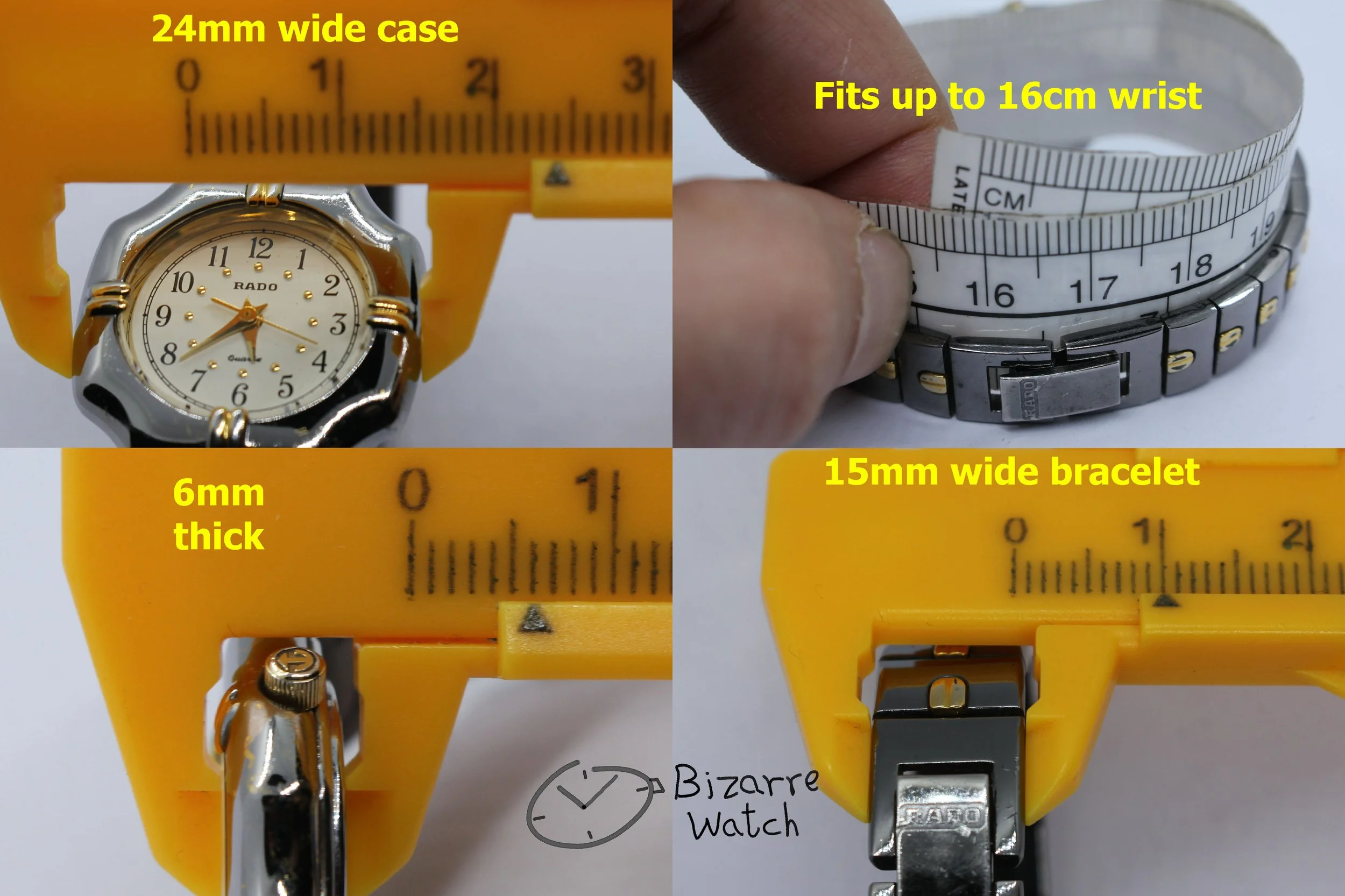size dimensions wrist Vintage Ladies Rado 205.9500.4 Watch bizarre ladies women goldplated bracelt stainless steel