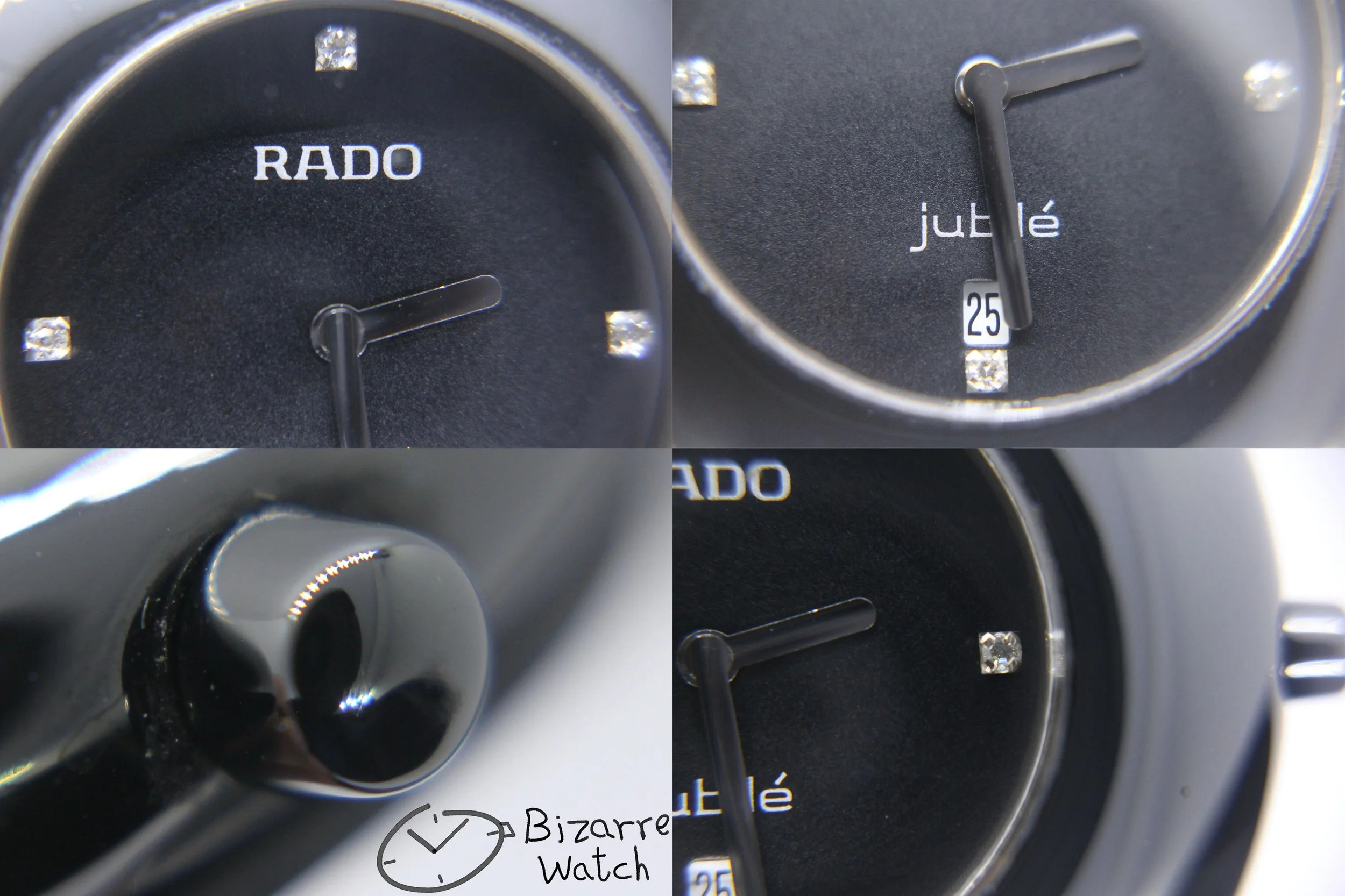 crown logo date hands dial 072 hands logo Scratchproof Rado Xeramo Jubilé Jubile 37mm Black Ceramic 160.0453.3 Watch bizarrewatch bizarre men women unisex gents