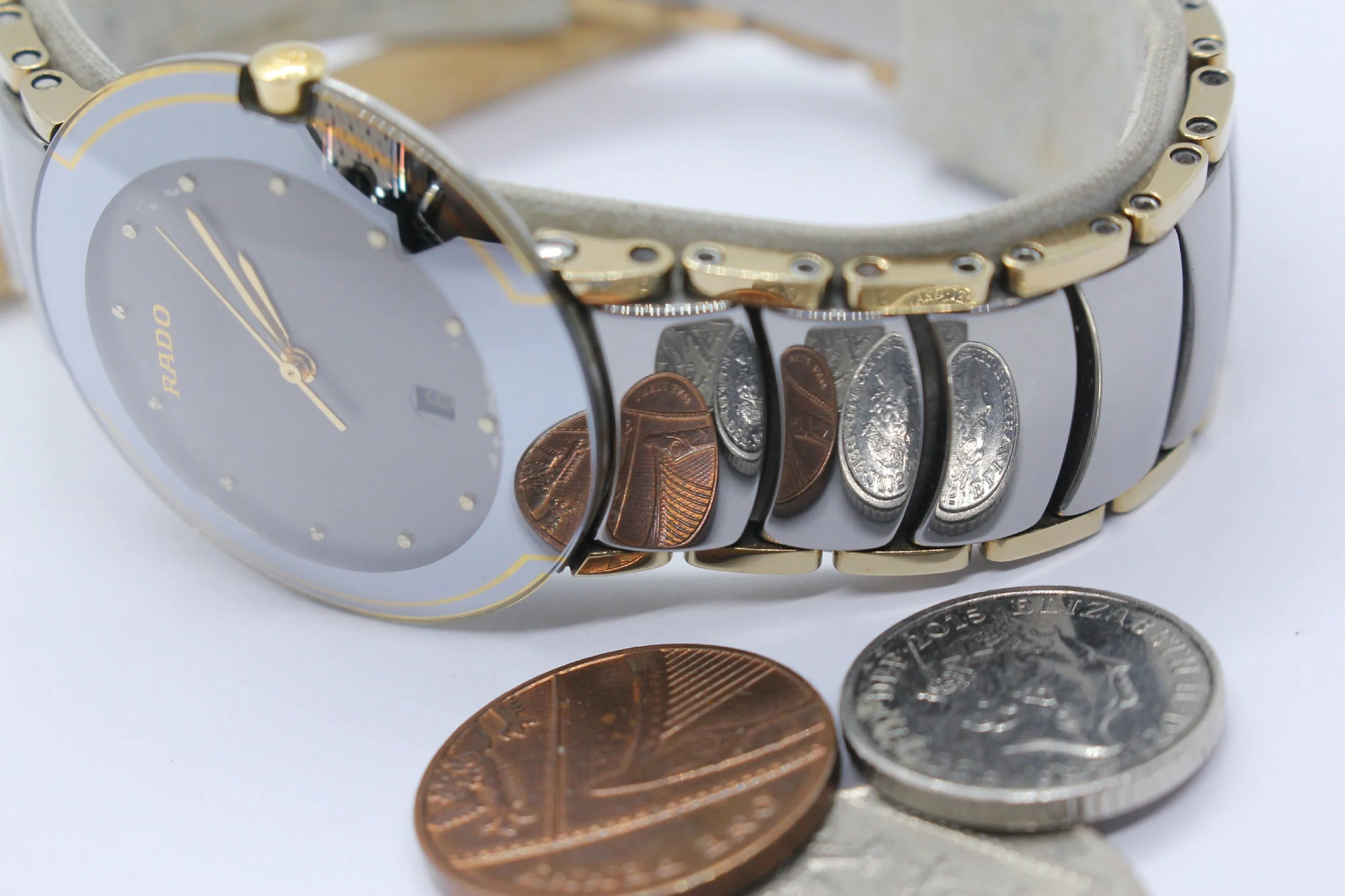 bracelet mirror reflection coin links Scratchproof Rado Coupole Silver 129.0326.3 Ceramic Band Domed Sapphire Watch men women unisex vintage bizarre