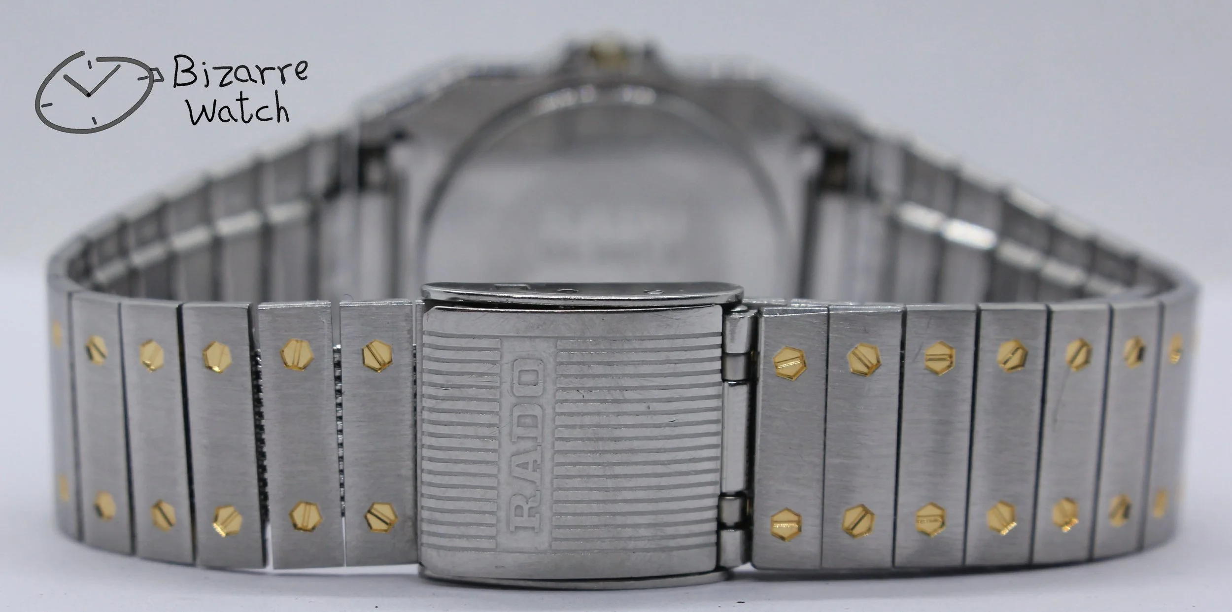clasp 10801 bracelet stainless steel band strap cartier Vintage Rado 27mm De Santos Homage Goldplated White Dial 129.9001.4 Watch bizarre women men unisex ladies preowned used