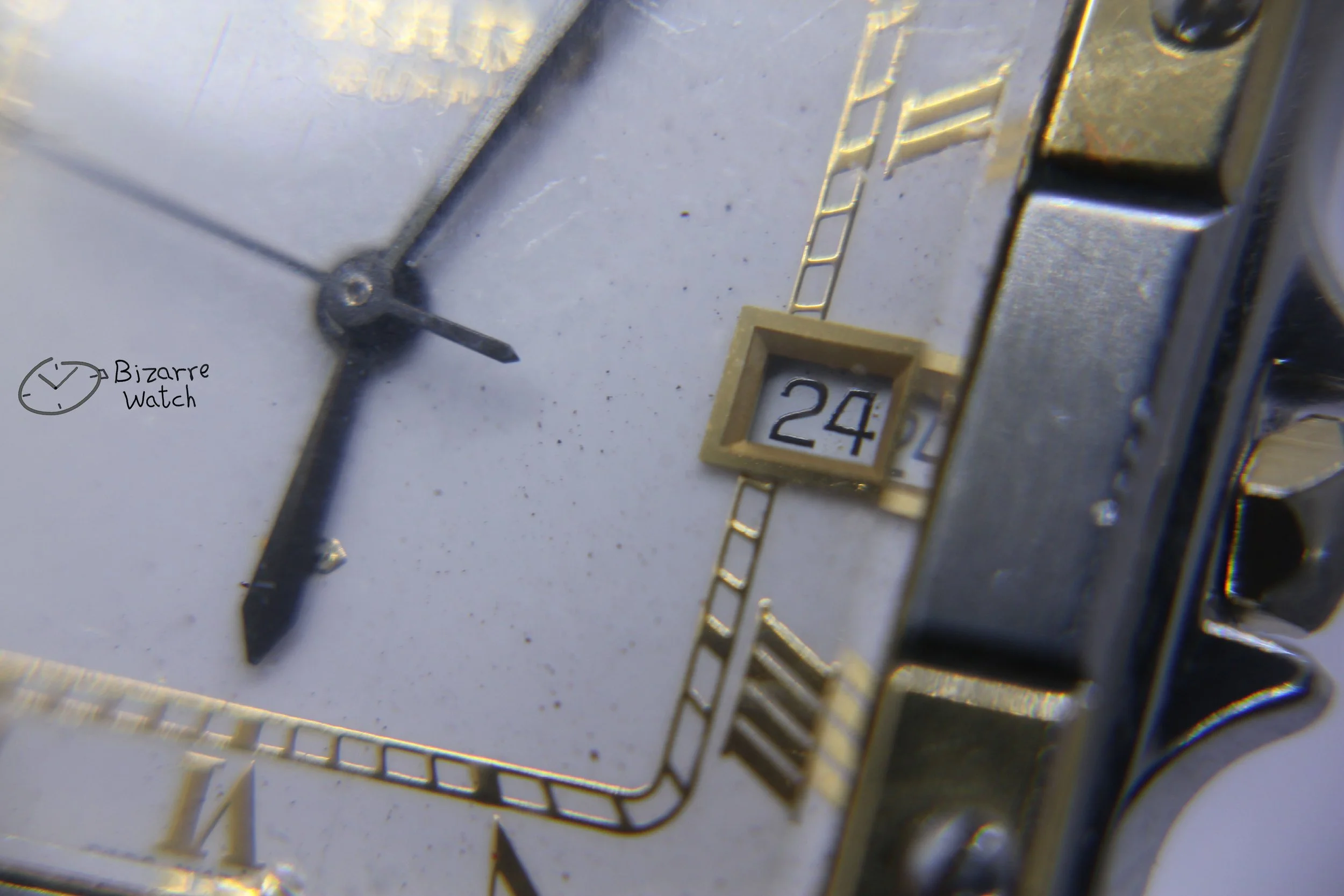crown dial hands logo date cartier Vintage Rado 27mm De Santos Homage Goldplated White Dial 129.9001.4 Watch bizarre women men unisex ladies preowned used