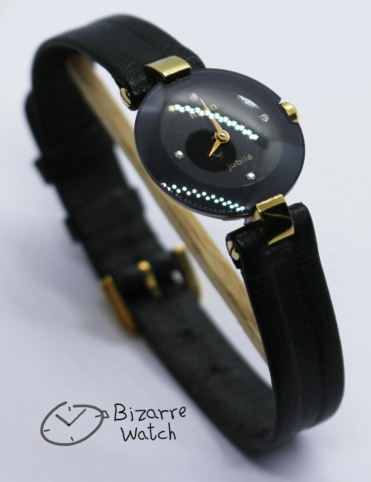 4 Diamonds 18K Gold Rado Coupole Jubile 204.3579.4 204.3579.4N Domed Sapphire Crystal original Leather Strap Watch