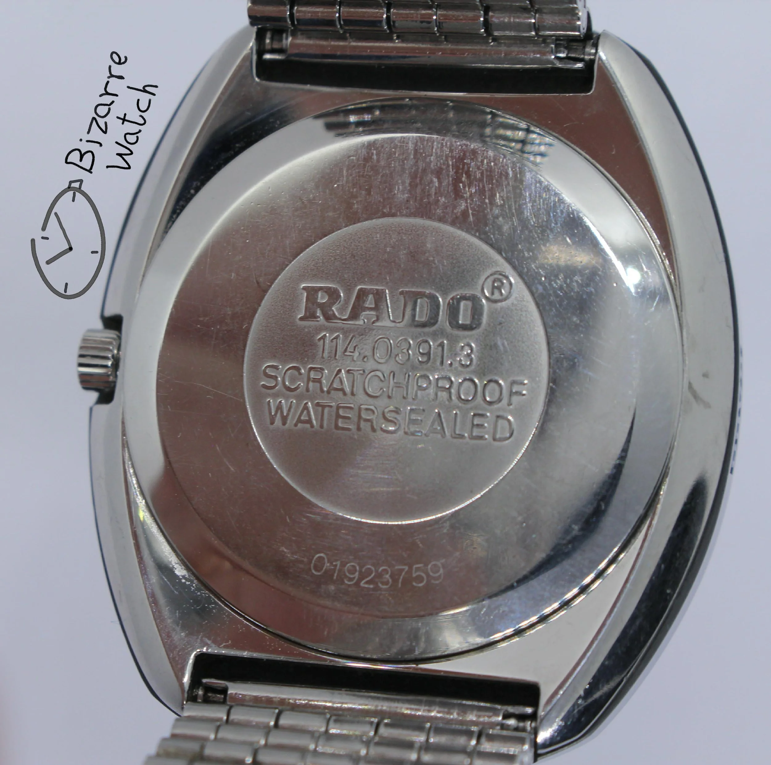 caseback new used vintage Rado The Original 114.0391.3 Silver Tungsten women men watch unisex bizarre