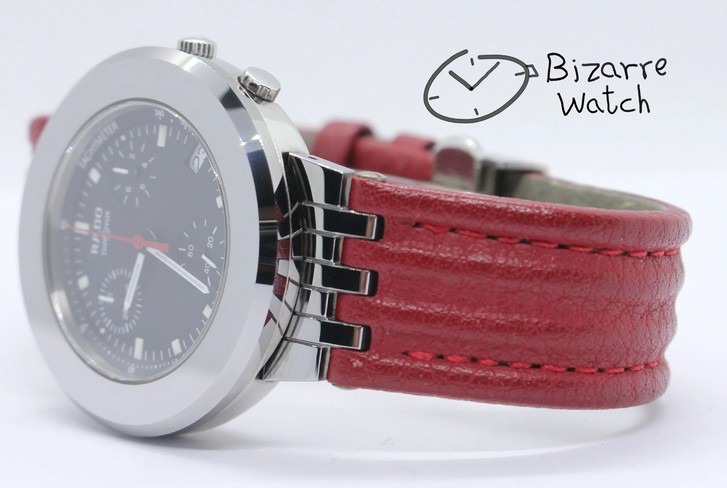 Rado Mini Diamaster Diastar 34mm Chronograph Tungsten Carbide Red 538.0470.3 women unisex men bizarrewatch