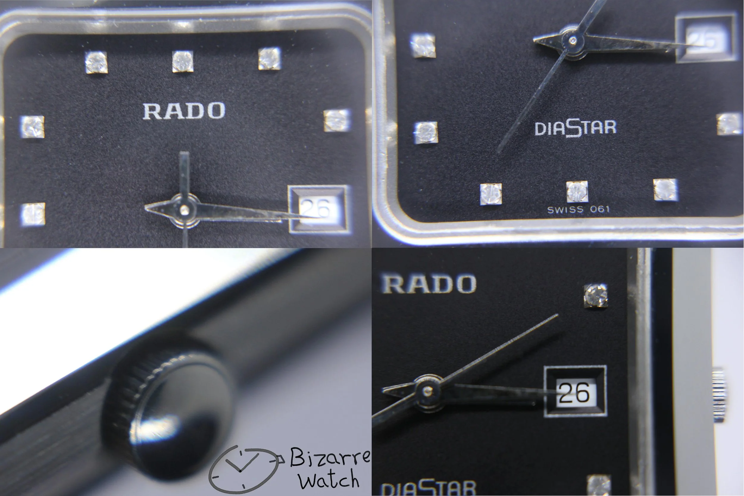 dial hands logo date crown  diamond diamonds rare black diamond silver Vintage Scratchproof Rado Diastar 129.0292.3 Tungsten Mirror Finish Unisex Watch men women