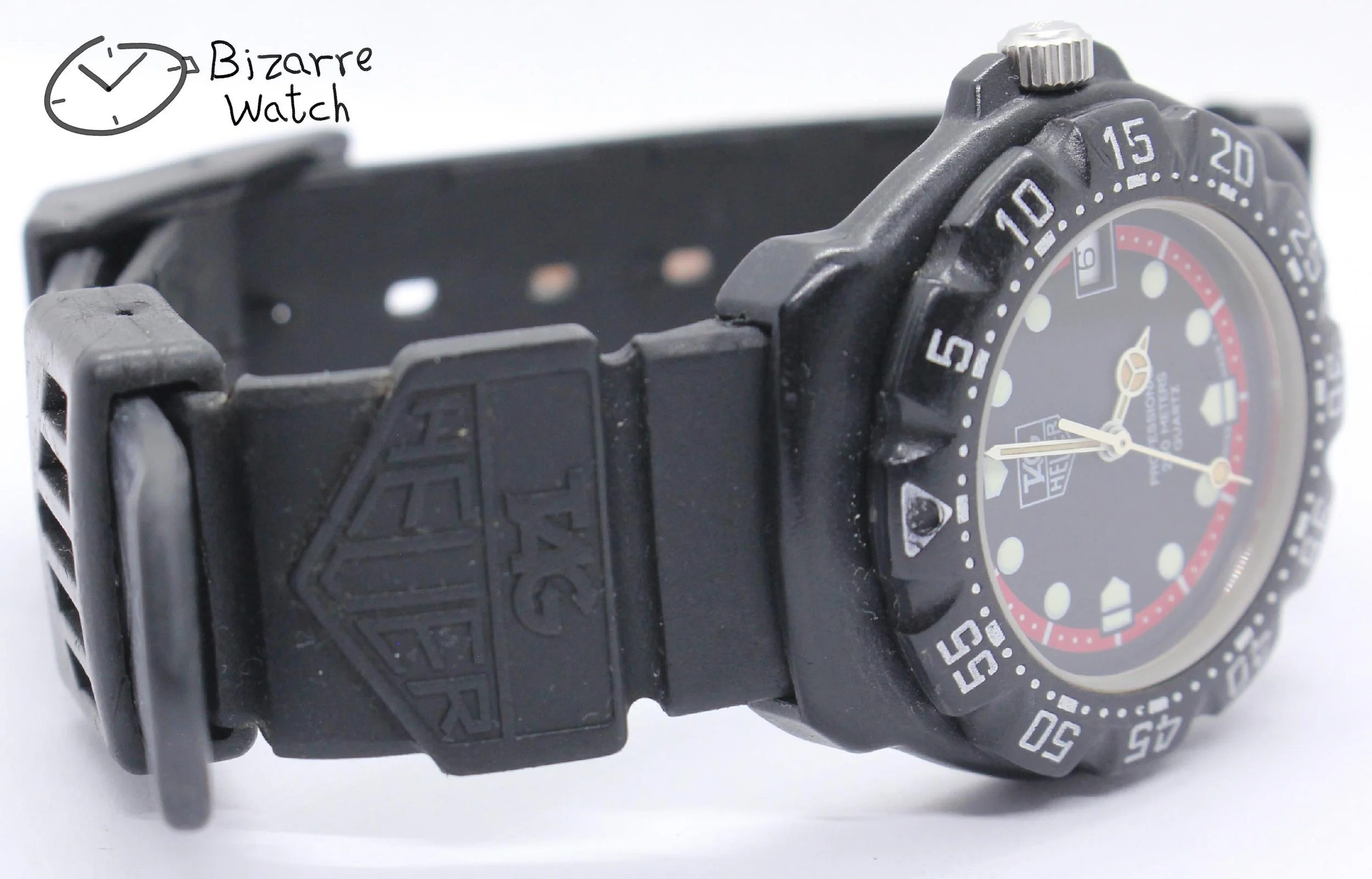 side Vintage TAG HEUER Formula 1 200M All Black With Date 383.513 Watch men unisex