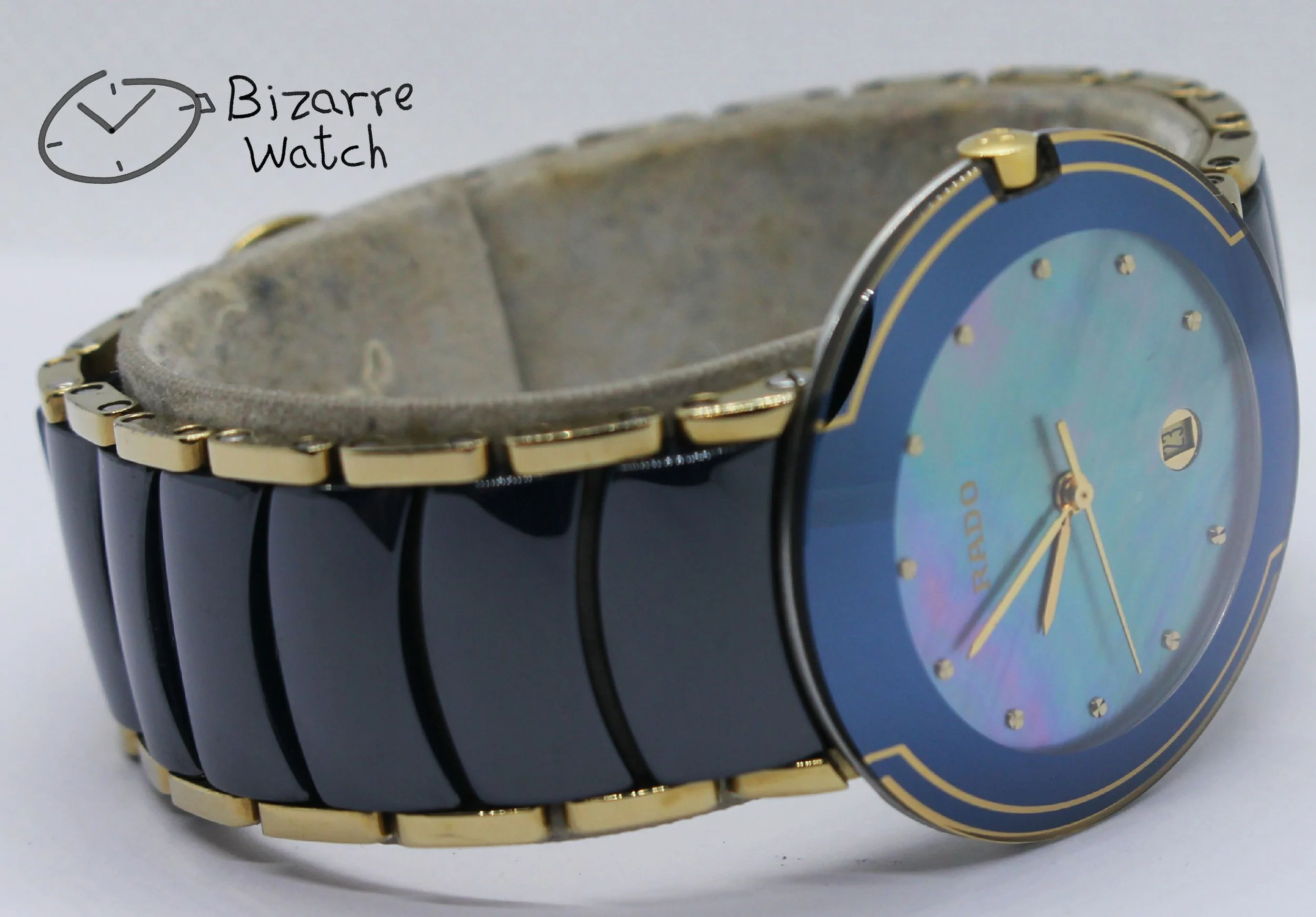 polarised polarized lens view vintage MOP mother of pearl Dial Scratchproof RADO Coupole 33mm Blue Ceramic 129.0358.3 Watch women men unisex bizarrewatch bizarre