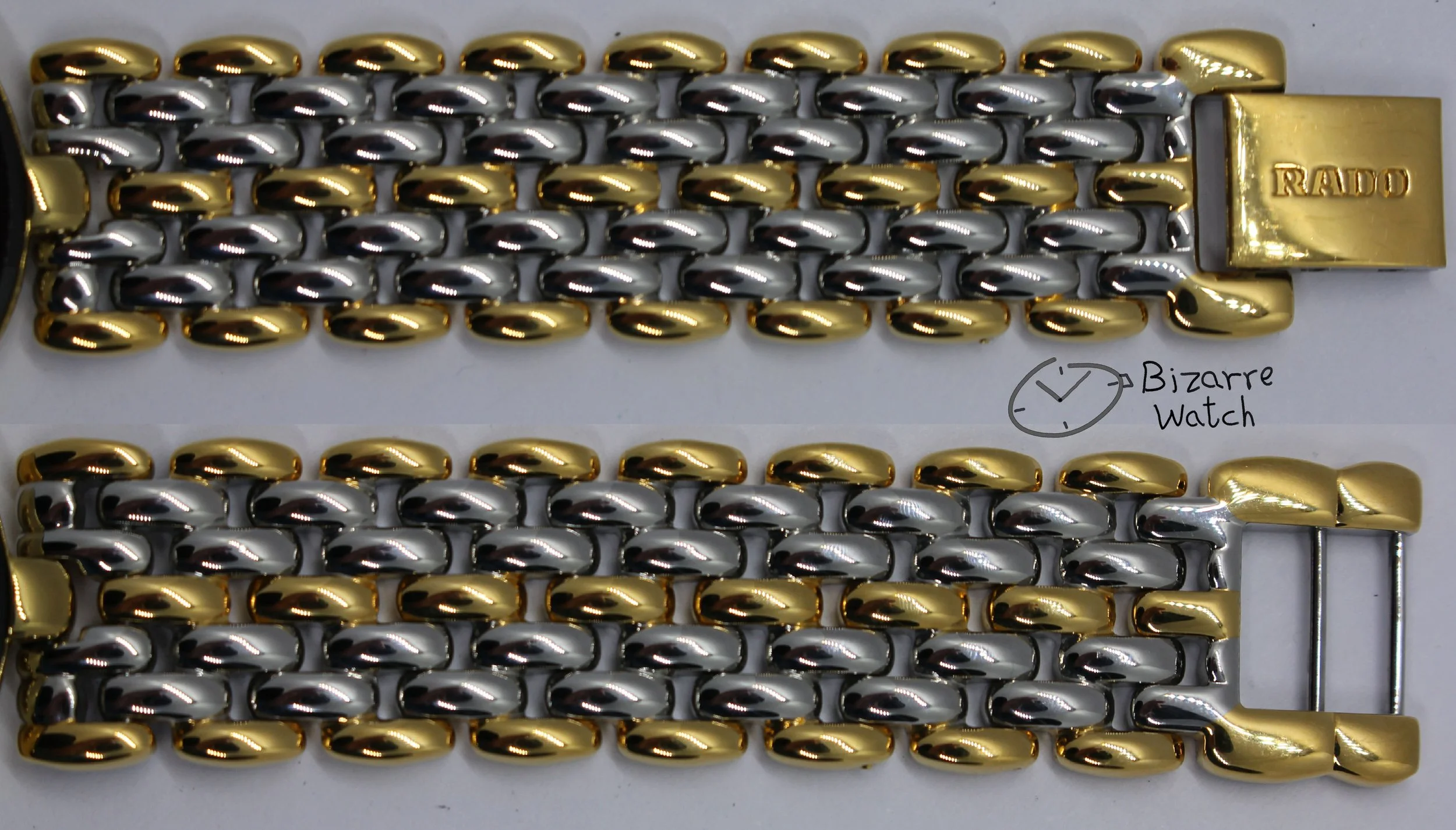 band links vintage sapphire crystal Rado Florence Goldplated 160.3677.2 two tone bracelet Watch bizarre bizarrewatch men women unisex