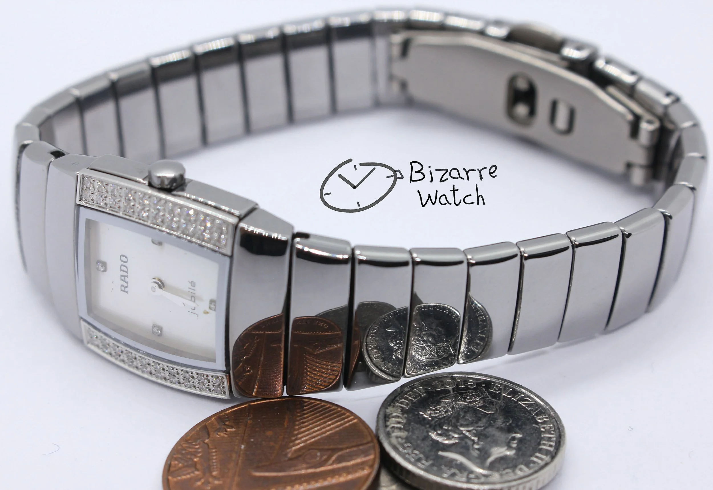 mirror reflection coin bracelet links Diamond Rado Sintra Jubilé jubilee jubile Mother Of Pearl 22mm 153.0578.3 Ceramic Watch ladies women titanium silver bizarre