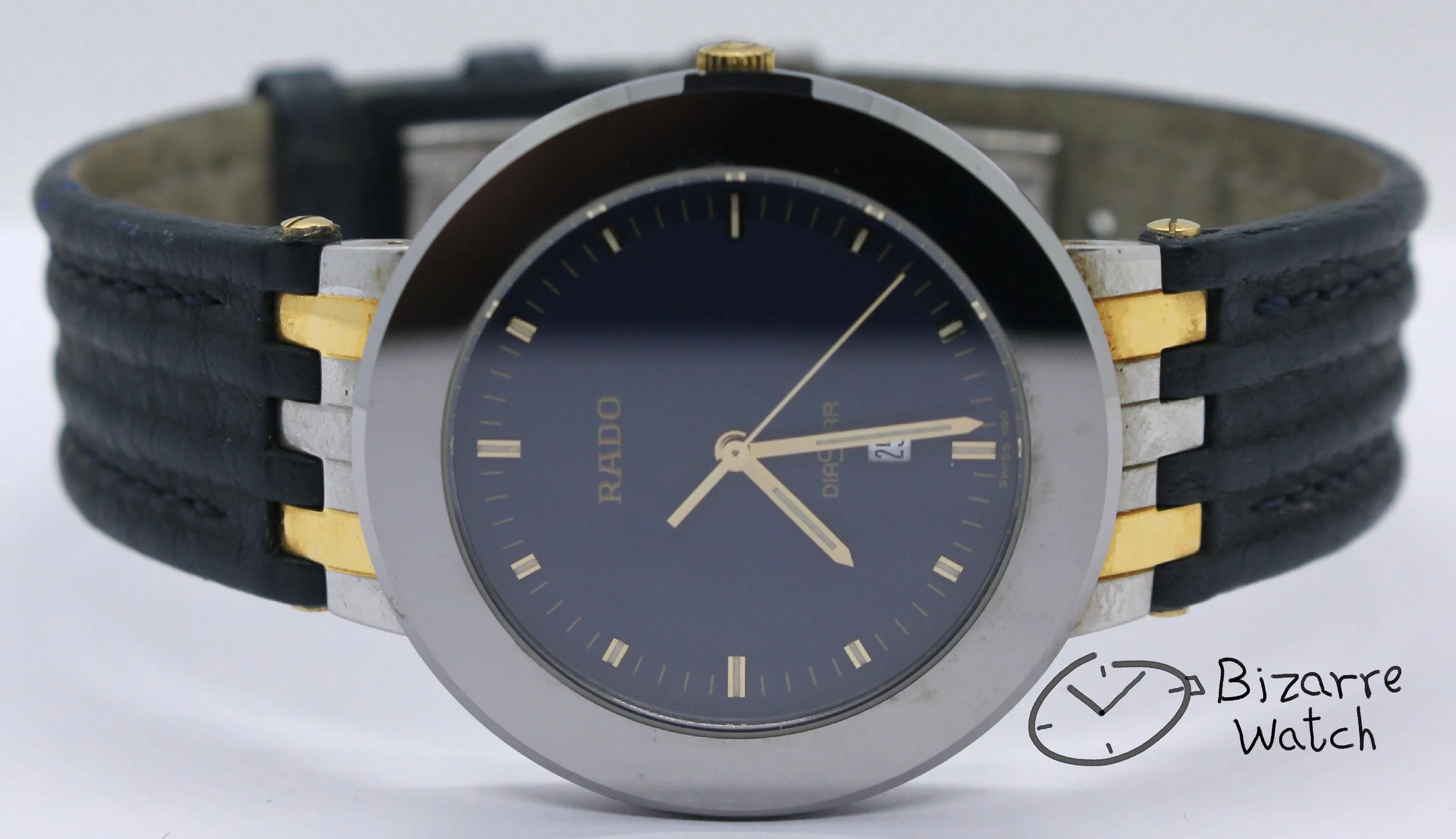 vintage used preowned pre-owned Scratchproof Navy Blue Rado Diastar 35mm Tungsten Carbide Bezel 152.0341.3 Watch bizarrewatch bizarre