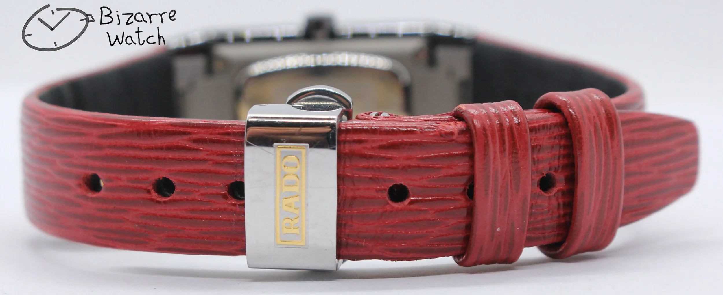 clasp strap bracelet 08724H 08724 vintage nos New Old Stock Scratchproof Rado Ceramica Diastar 963.0350.3 Black Ceramic Red Strap Watch bizarre women ladies
