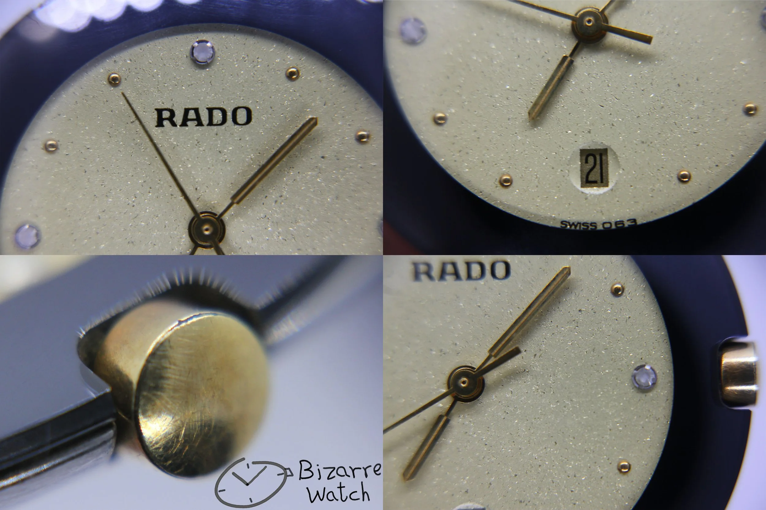 crown hands logo date dial 063 vintage Rado La Coupole Yellow Dial 30mm 129.4077.4 Domed Sapphire Leather Strap Watch women ladies unisex bizarre