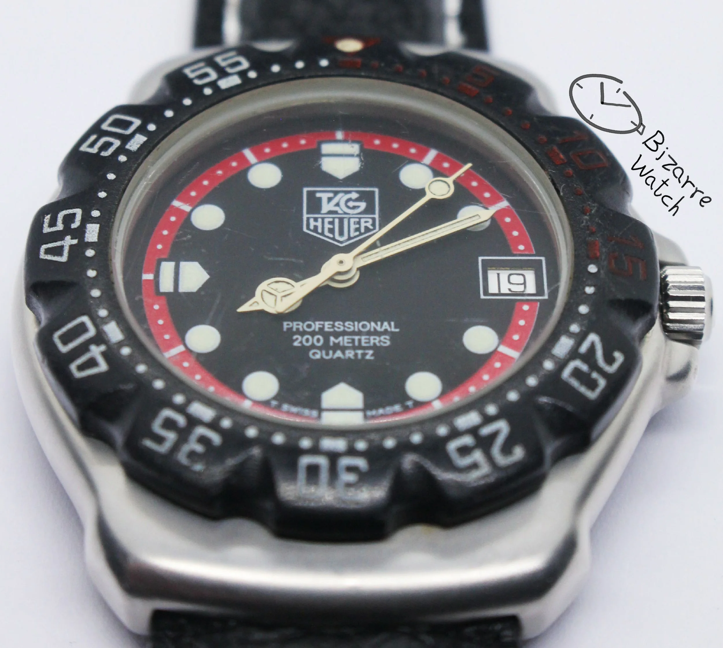 vintage TAG HEUER Formula 1 200M Black Red Date 374.513 ETA 955.412 Movement Watch men women
