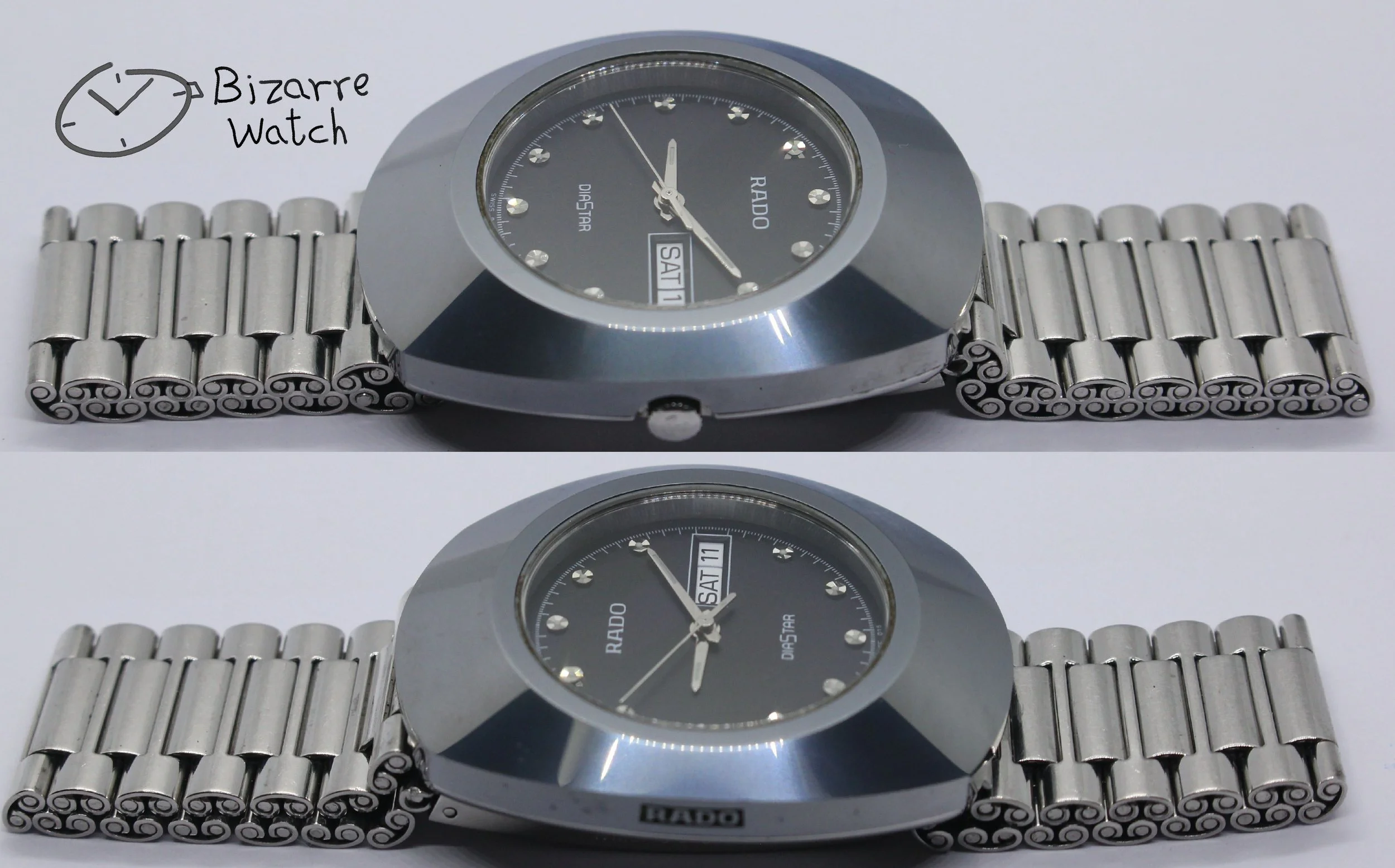 polarised polarized lens view black the new original RADO R12391153 Diastar Scratchproof 114.0391.3 Day Date 35mm Tungsten Carbide Bezel Stainless Steel Bracelet watch men unisex women bizarre