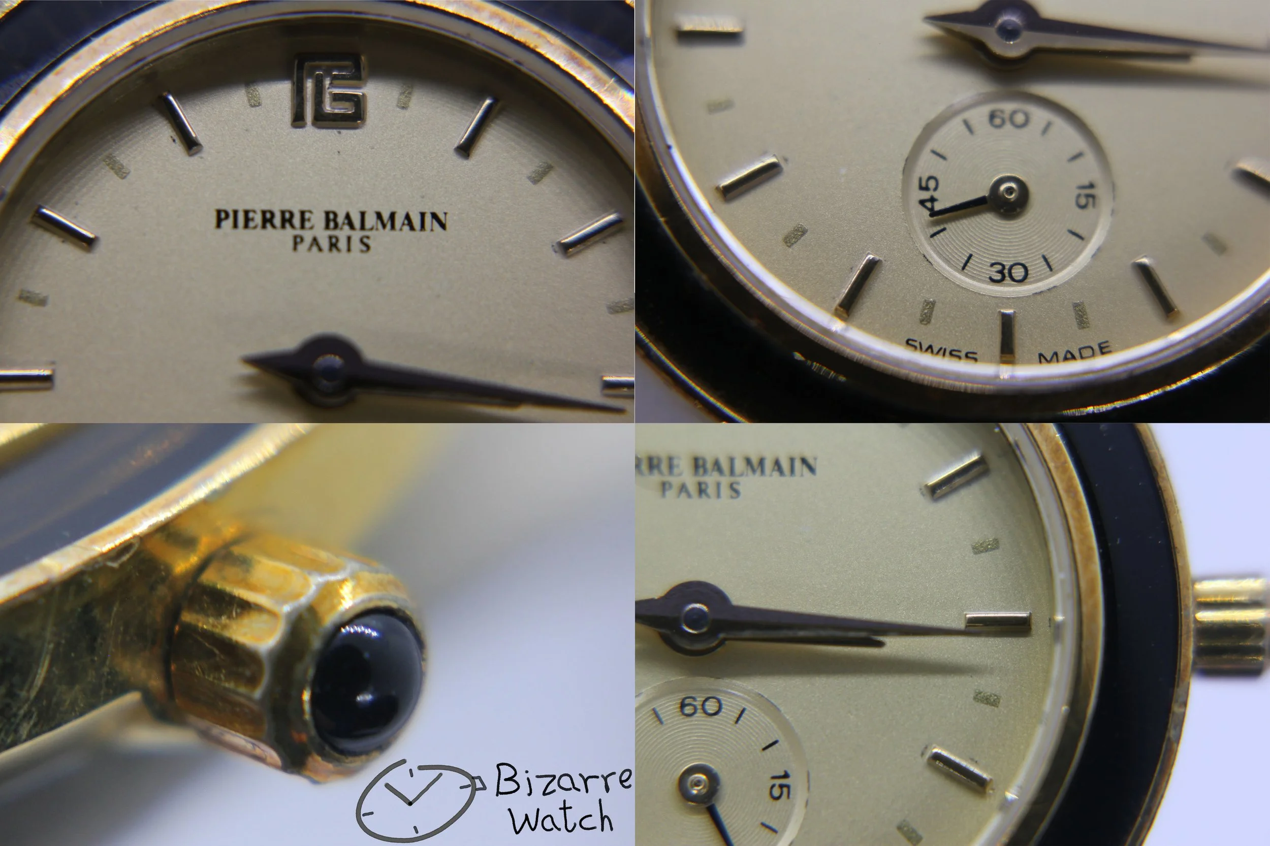 crown hands dial logo Vintage Ladies Goldplated Pierre Balmain Subsecond Hand Watch