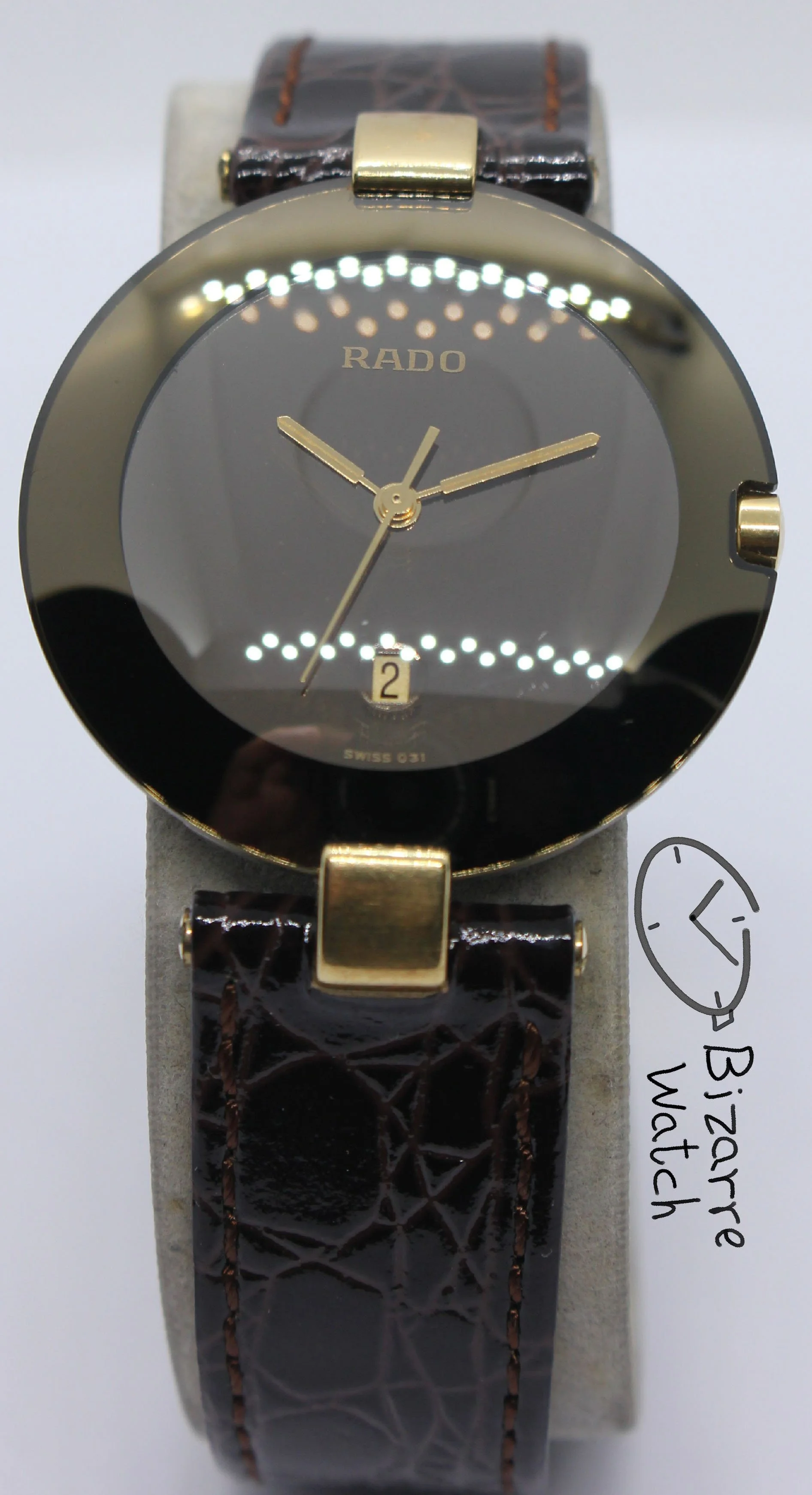 vintage Rado La Coupole 129.3575.4 129.3575.4N 129.4075.4 33mm Domed Brown Sapphire Leather Strap Watch mirror bizarre ladies women men unisex