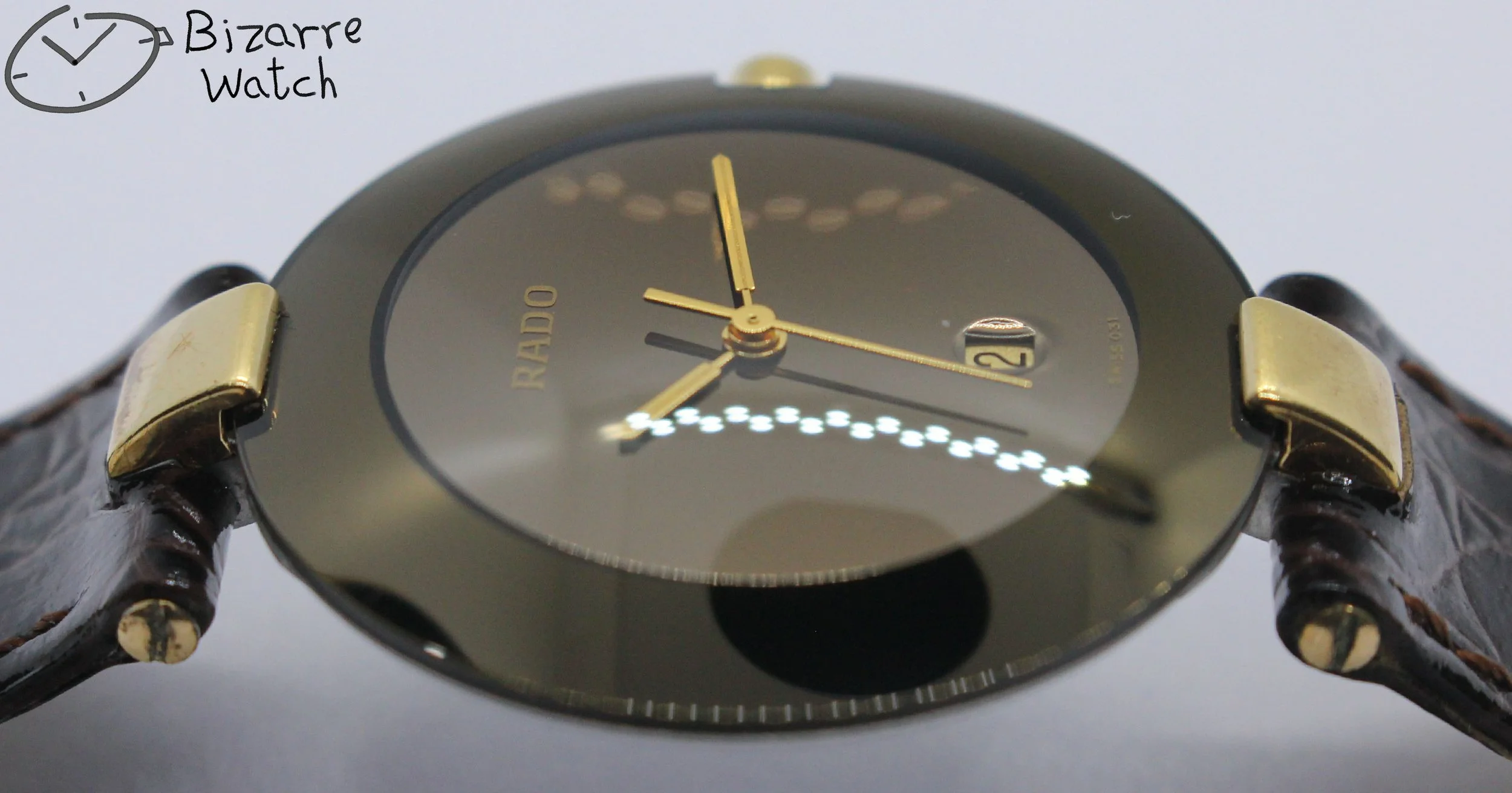 polarised polarized lens view vintage Rado La Coupole 129.3575.4 129.3575.4N 129.4075.4 33mm Domed Brown Sapphire Leather Strap Watch mirror bizarre ladies women men unisex