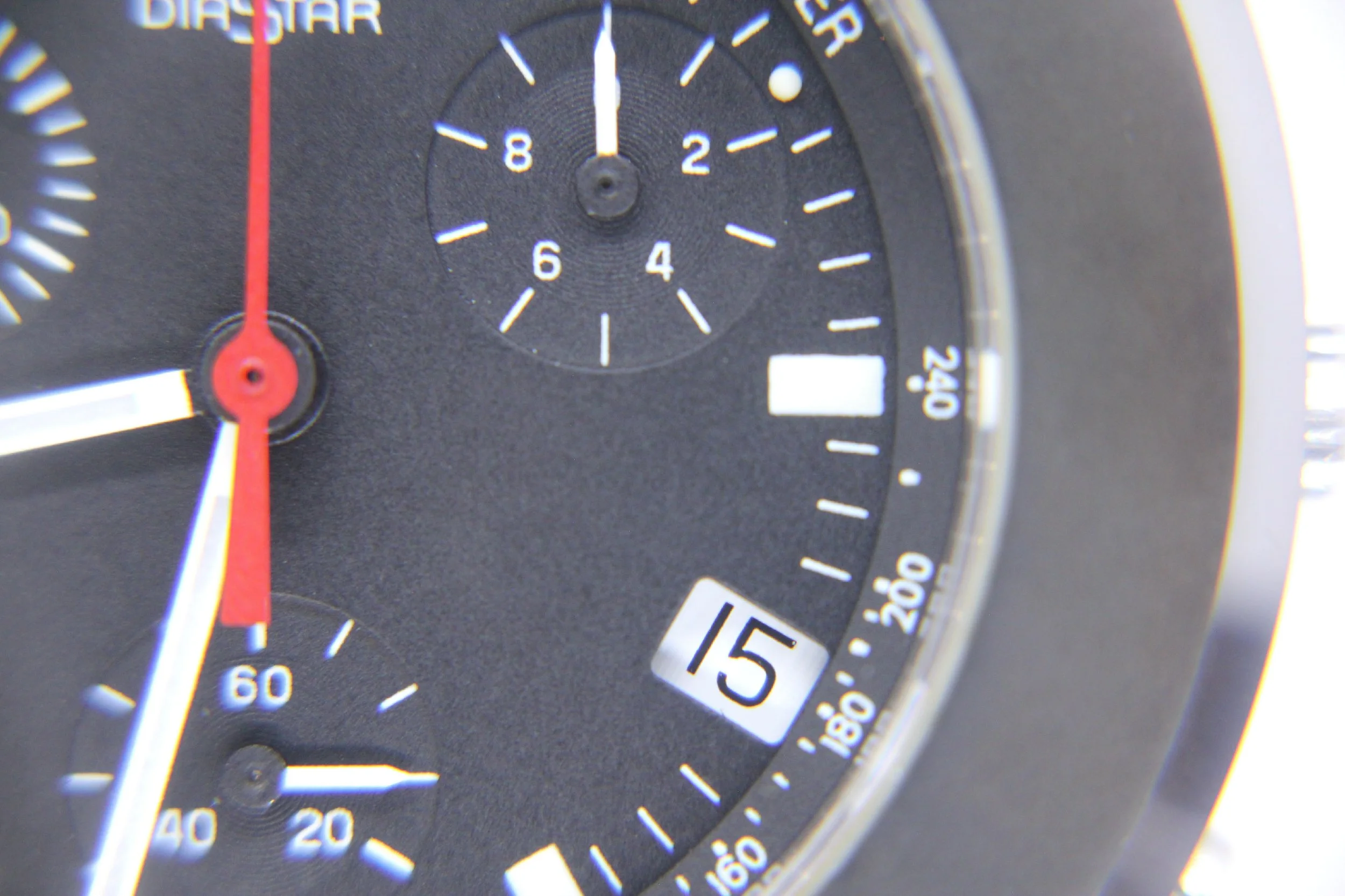 dial 015 hands logo Leather Rado Mini Diamaster diamaster Diastar 34mm Chronograph Tungsten Carbide Red black 538.0470.3 women unisex men bizarrewatch