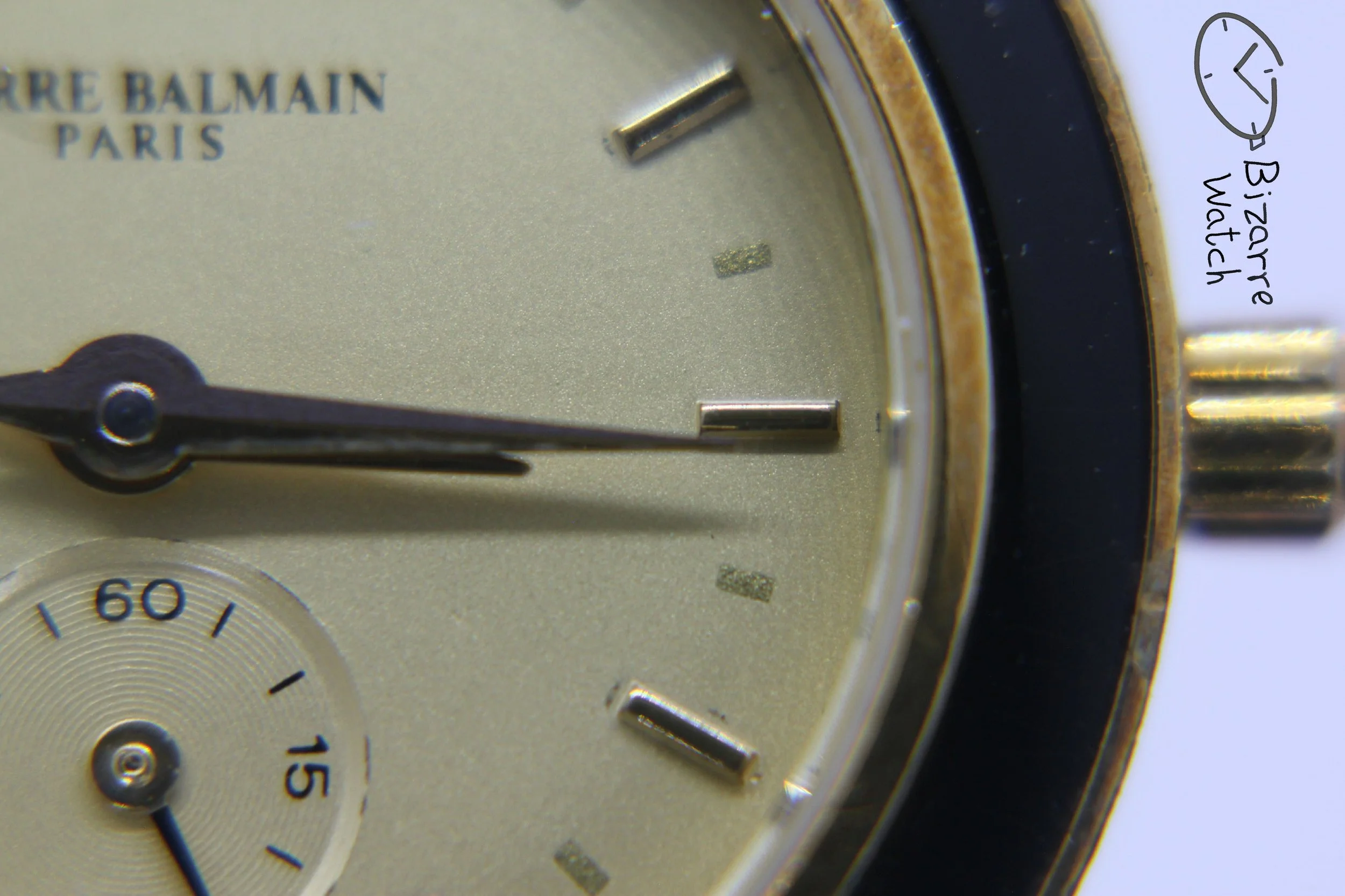 dial hands logo small seconds Vintage Ladies Goldplated Pierre Balmain Subsecond Hand Watch