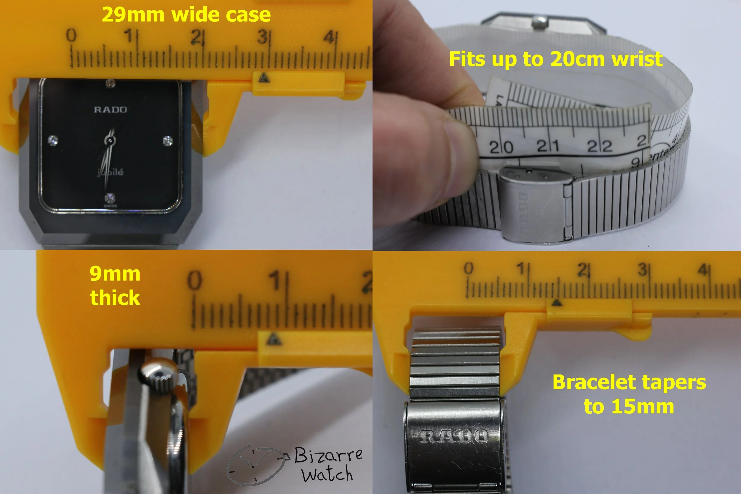 wrist dimensions size diamond diamonds Jubilé Vintage Rado Jubile Diastar 104.0118.3 Scratchproof 29mm bizarre watch women men