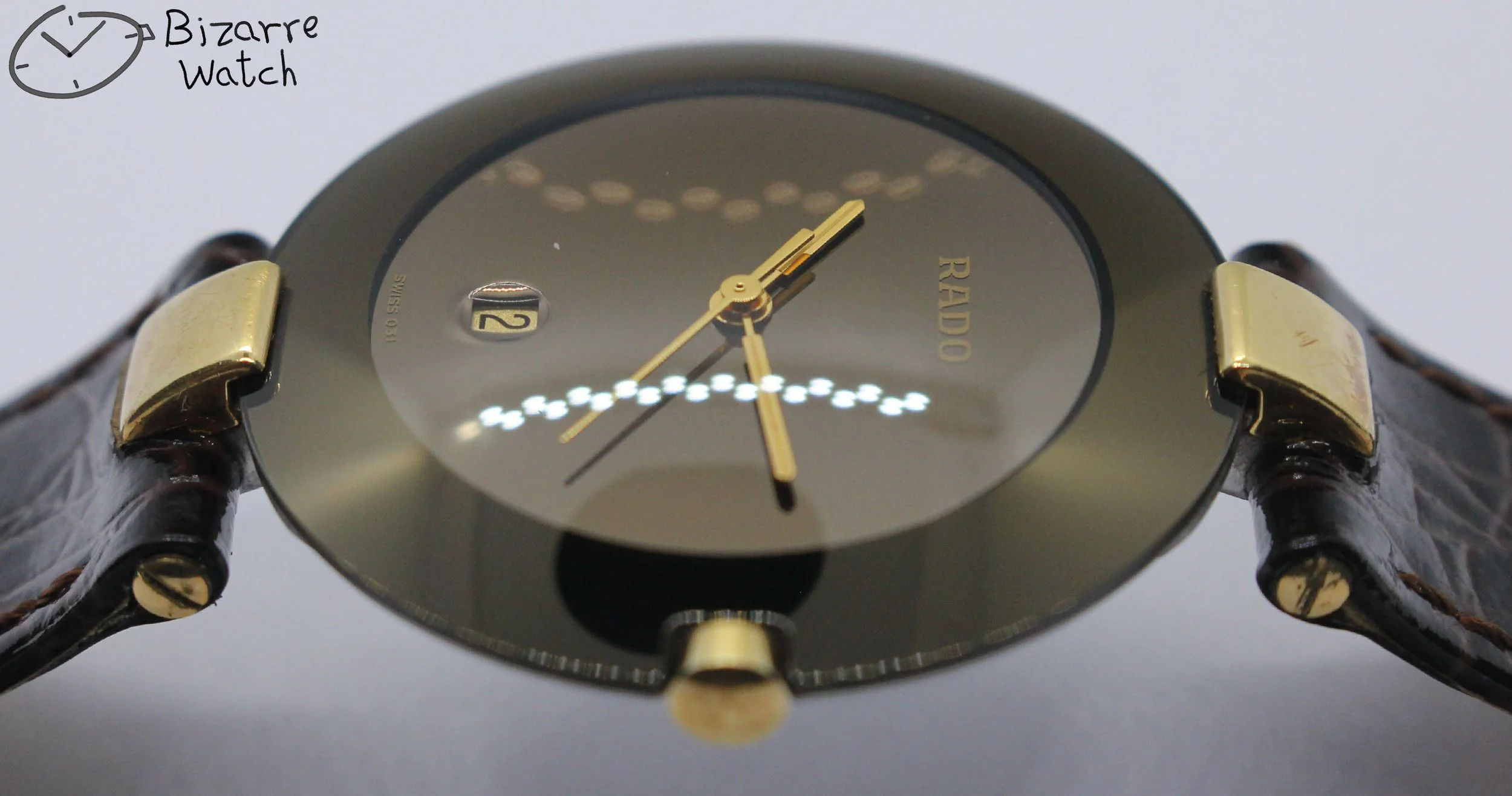 polarised polarized lens view vintage Rado La Coupole 129.3575.4 129.3575.4N 129.4075.4 33mm Domed Brown Sapphire Leather Strap Watch mirror bizarre ladies women men unisex