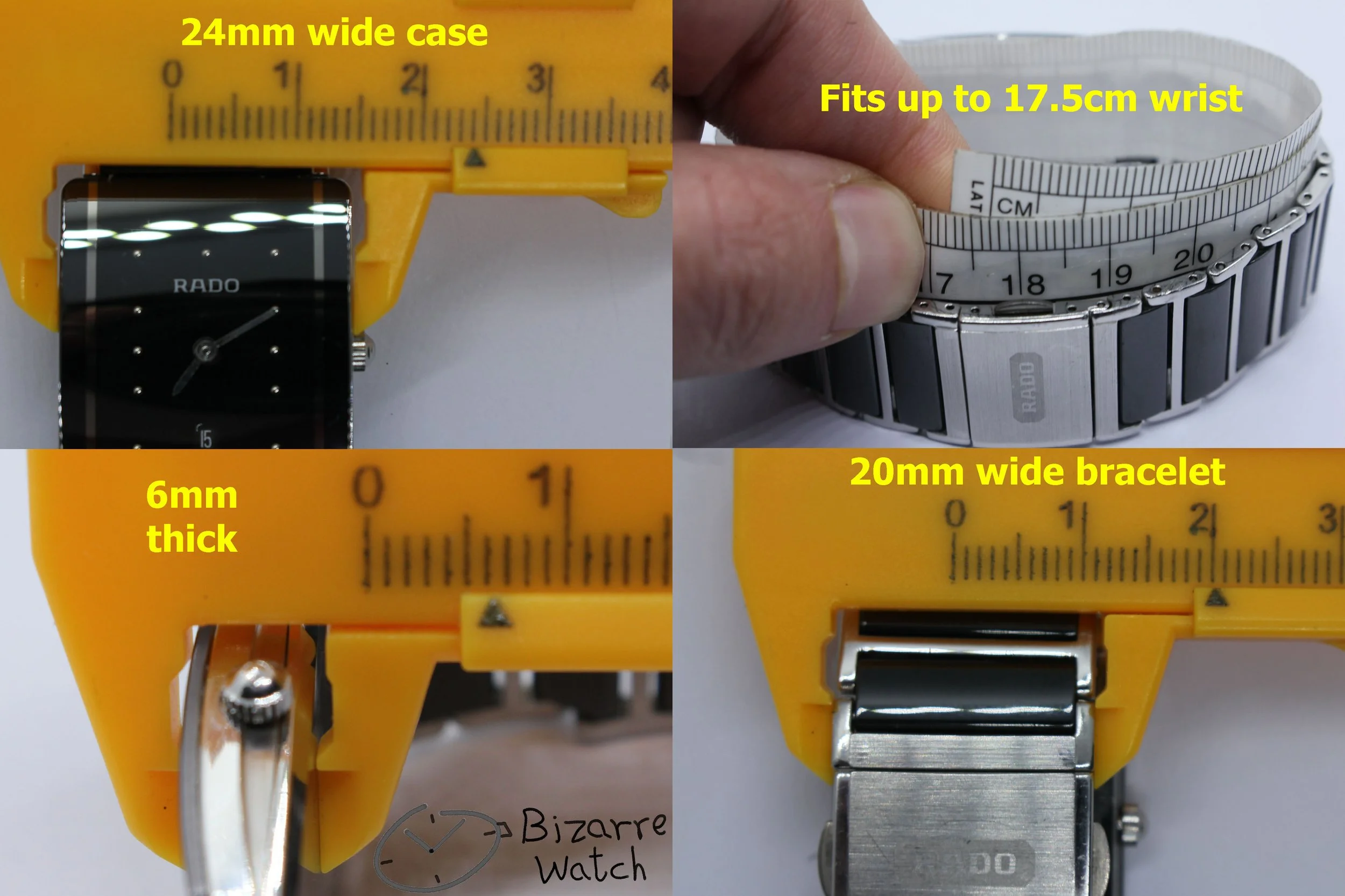 size dimensions wristRado Black Ceramic Diastar Integral 160.0486.3 Watch men women unisex bizarre