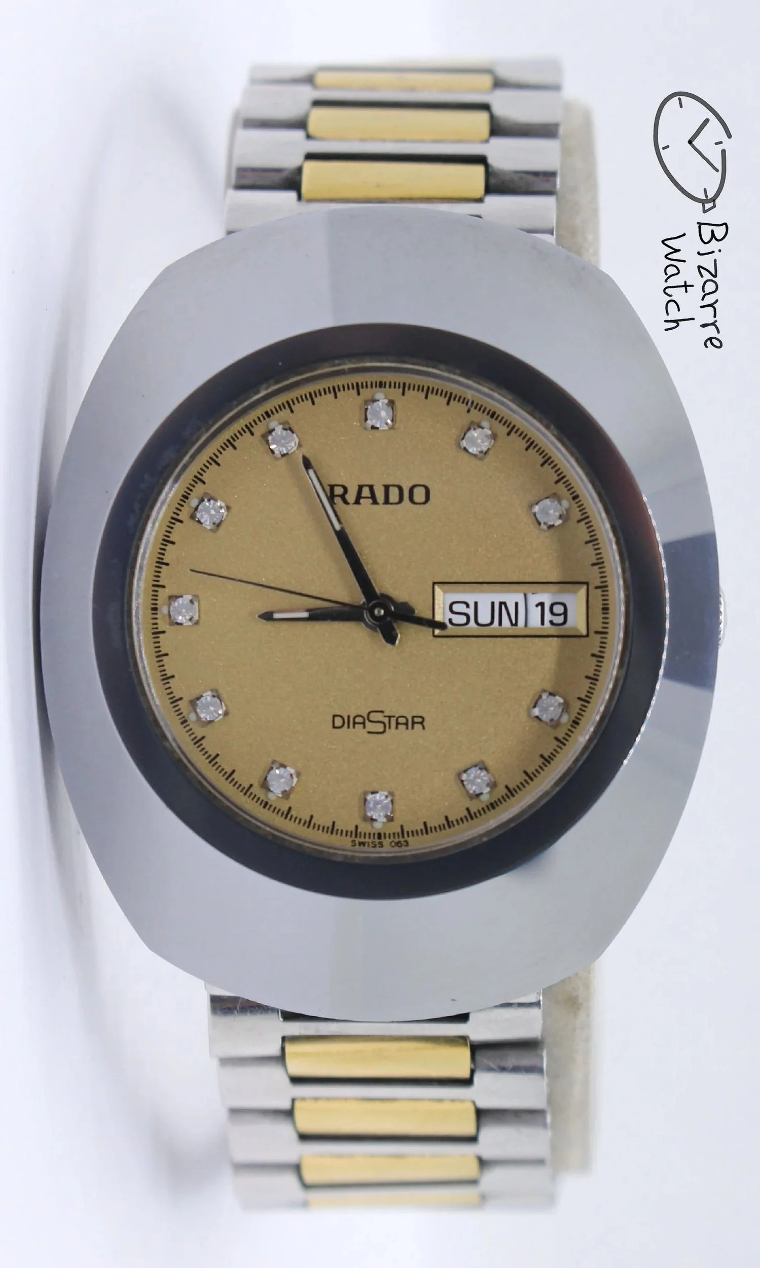 RADO diamond diamonds The Original Diastar Scratchproof 114.0391.3 Day Date 36mm Goldplated Watch men women unisex bizarre yellow